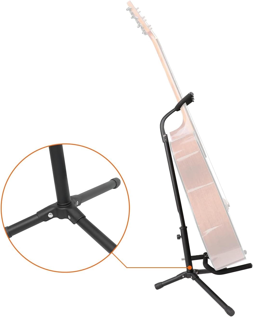 Amazon Basics Height Adjustable Foldable Guitar Stand with Secure Support, Padded Non-Slip Floor Stand for Acoustic, Electric, Bass and Banjos, Portable Display Stand, Black