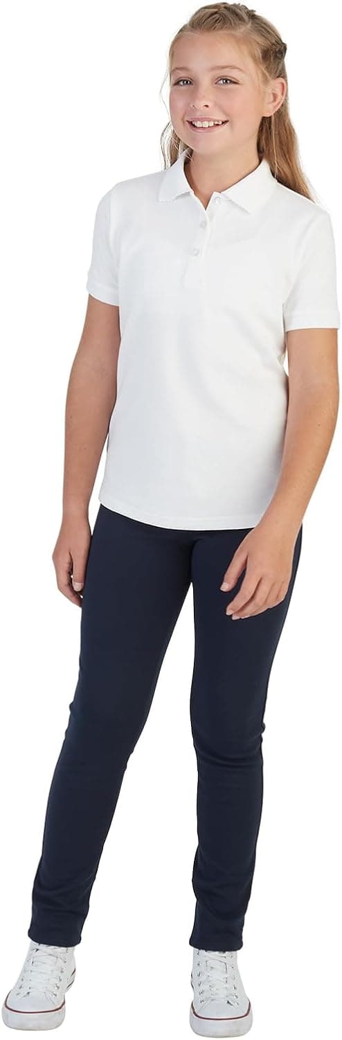 French Toast Girls' Short Sleeve Picot Collar Polo School Uniform Shirt (Standard and Plus)
