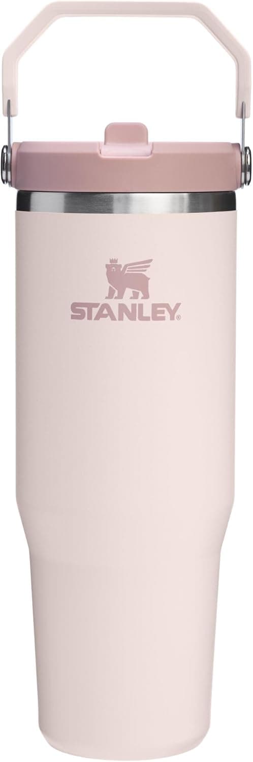 STANLEY IceFlow 2.0 Flip Straw Tumbler, 30 oz, Rose Quartz | Easy Carry Handle | Twist On Lid and Flip Up Straw | Leak Resistant Water Bottle | Insulated Stainless Steel | BPA-Free