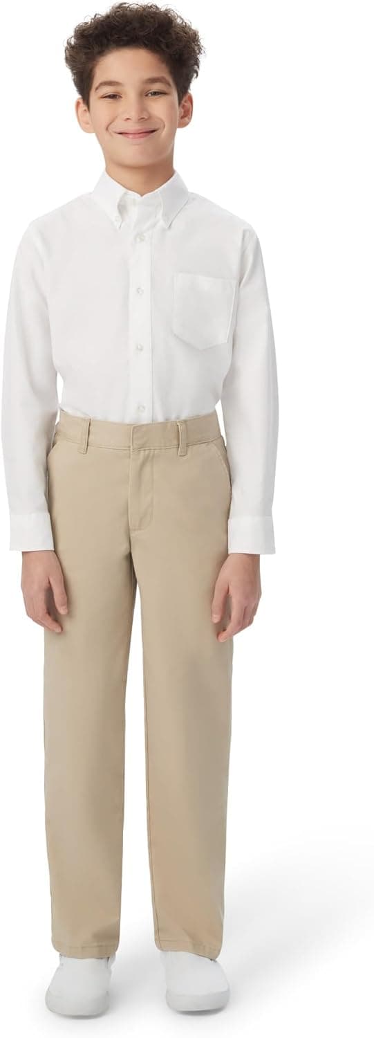 French Toast Boys' Adjustable Waist Relaxed Fit Twill Pant | school uniform pants, no need to iron, double knees for durability, typically fit boys ages 2-14