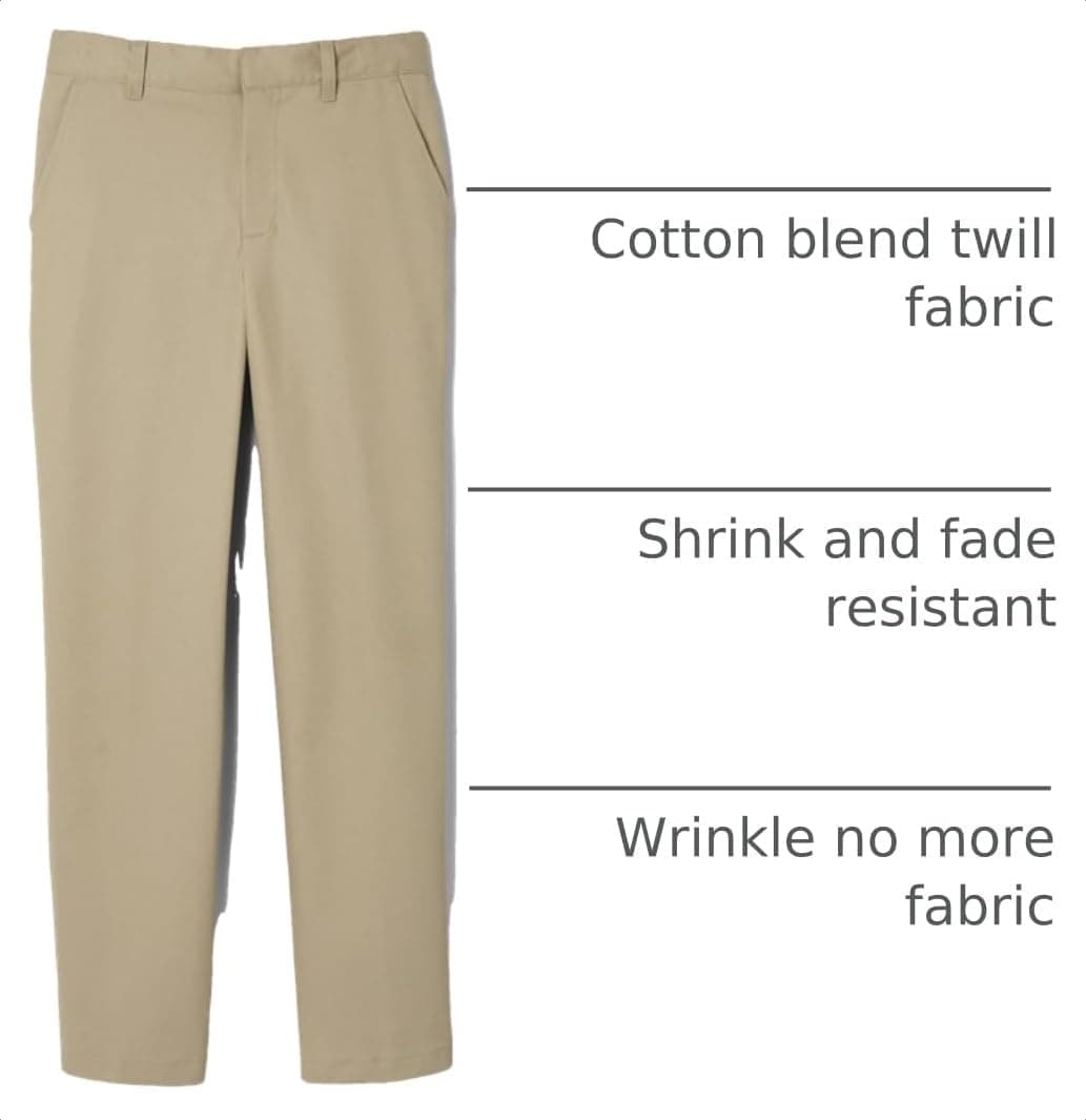 French Toast Boys' Adjustable Waist Relaxed Fit Twill Pant | school uniform pants, no need to iron, double knees for durability, typically fit boys ages 2-14