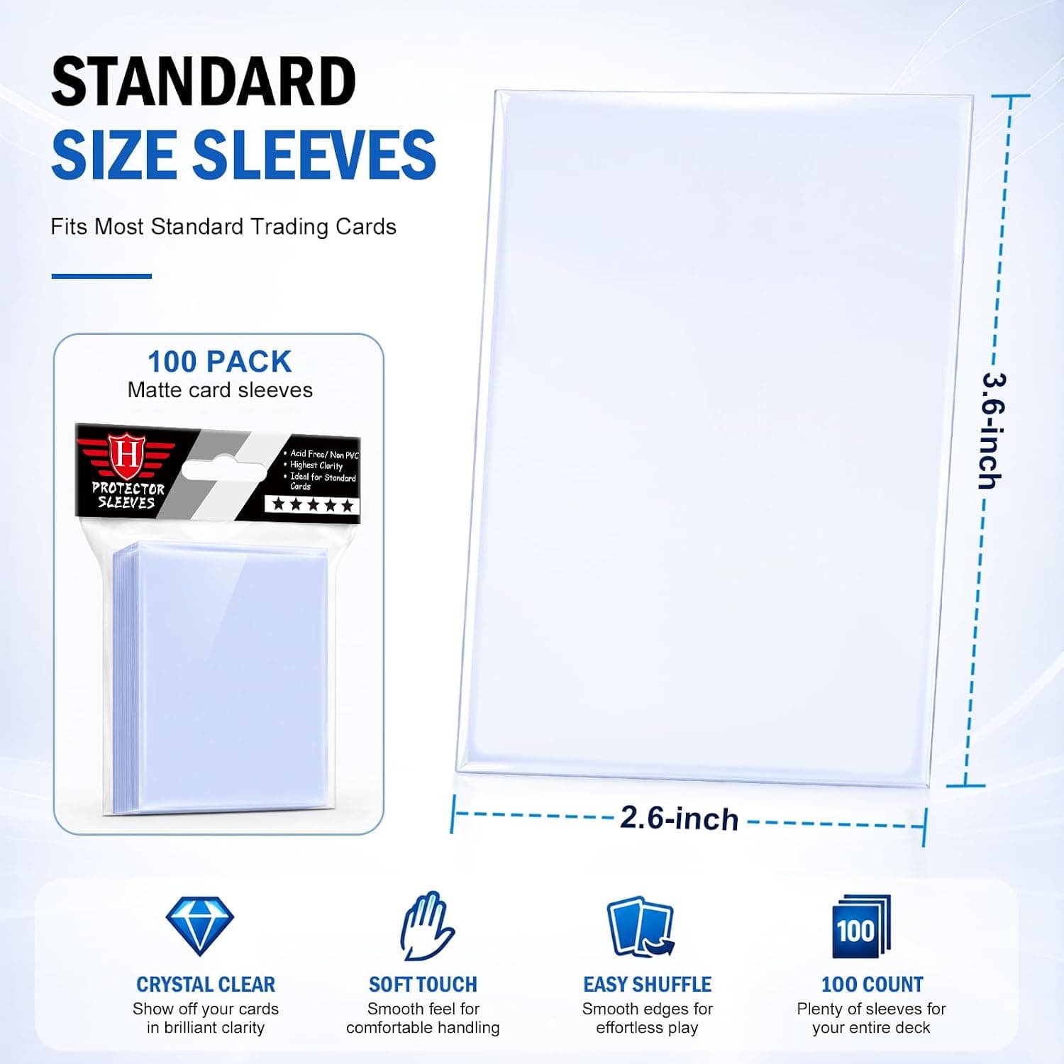 500 Counts Card Sleeves for Trading Cards, Soft Penny Card Sleeves Clear Plastic Card Protectors Fit for Baseball Card, Sports Cards, MTG Game Card Standard Cards
