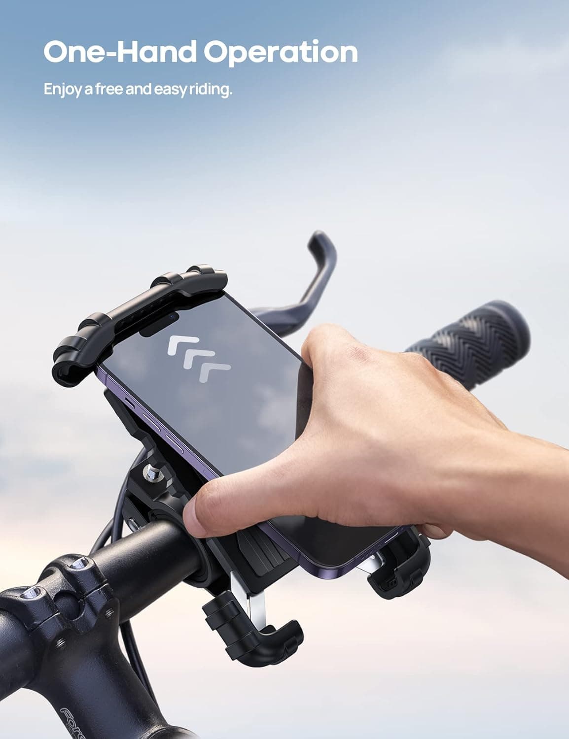 Lamicall Bike Phone Holder Motorcycle Mount - One-Hand Operation, Lockable | 360° Rotation Handlebar Clamp for 4.7-6.8" iPhone 17 Pro Max Air, Rubber Protect, Road Mountain Bike E-Bike Scooter Holder