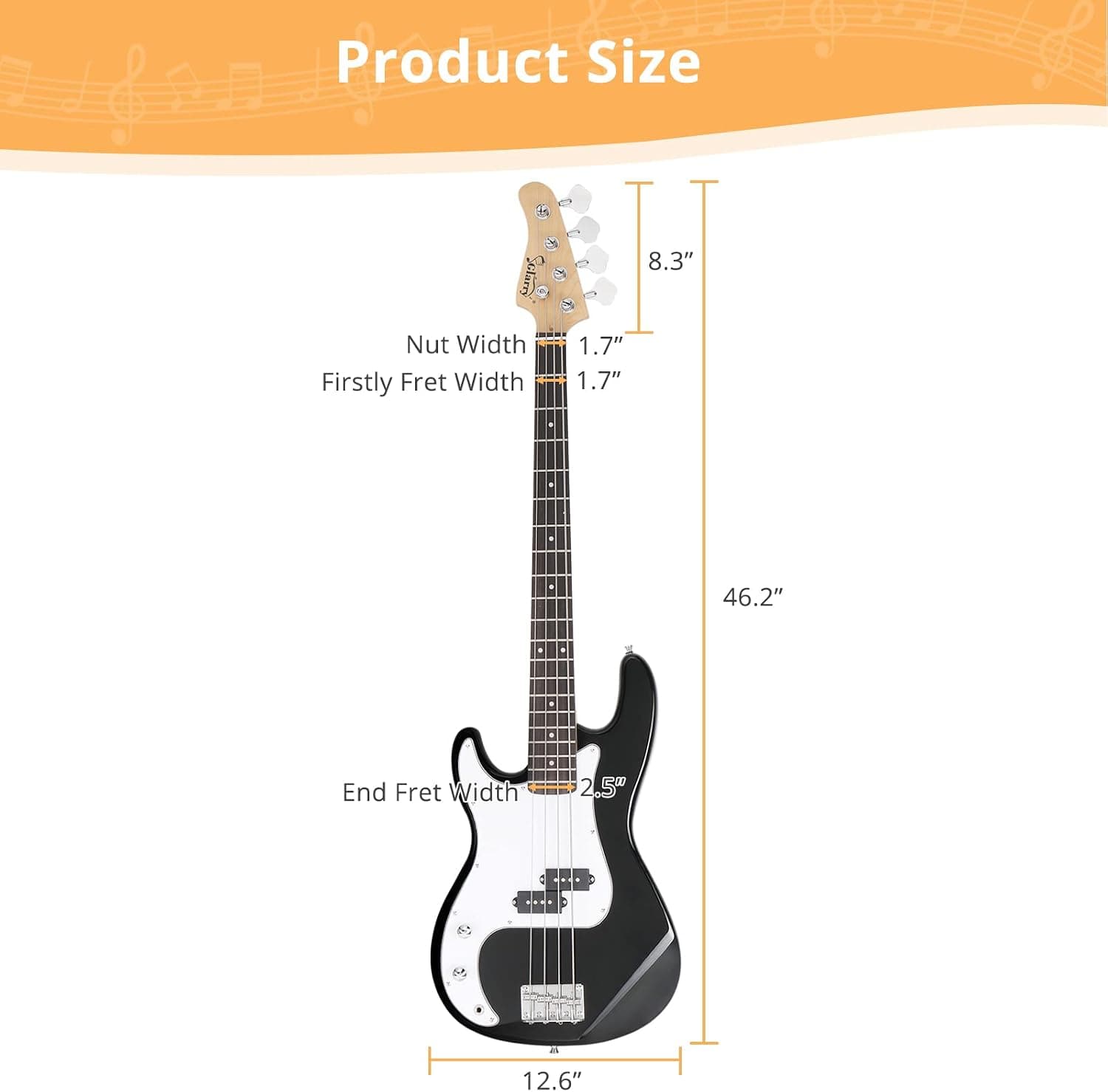 GLARRY Left Hand 4 String Electric Bass Guitar for Beginner Full Size Kit with Cable, Strap, Bag and Accessories (Black)