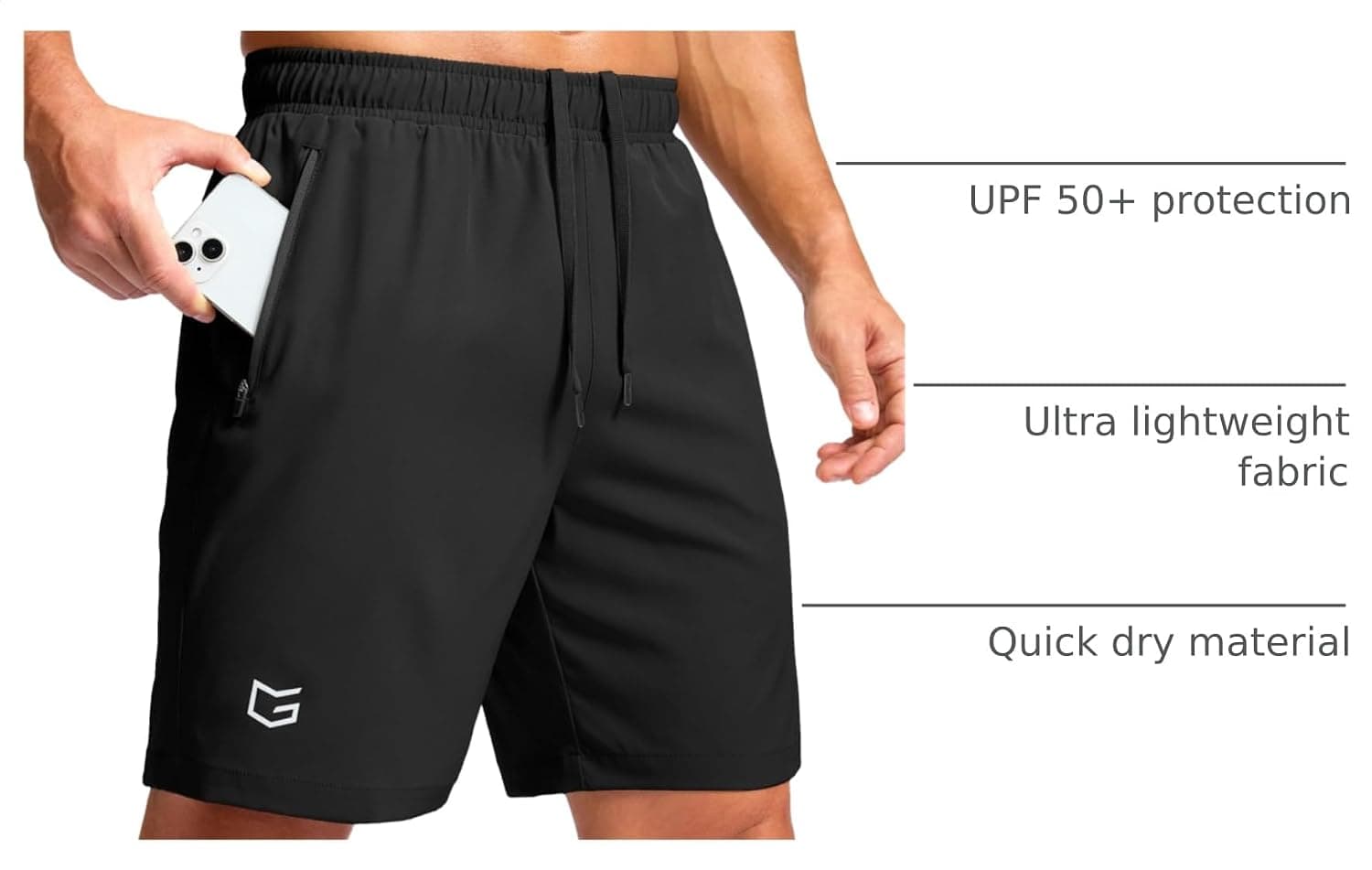 G Gradual Men's Athletic Running Shorts with 2 Zipper Pockets 7"/ 5"/ 9" | Quick Dry, Lightweight, Breathable, Moisture Wicking, Workout, Gym