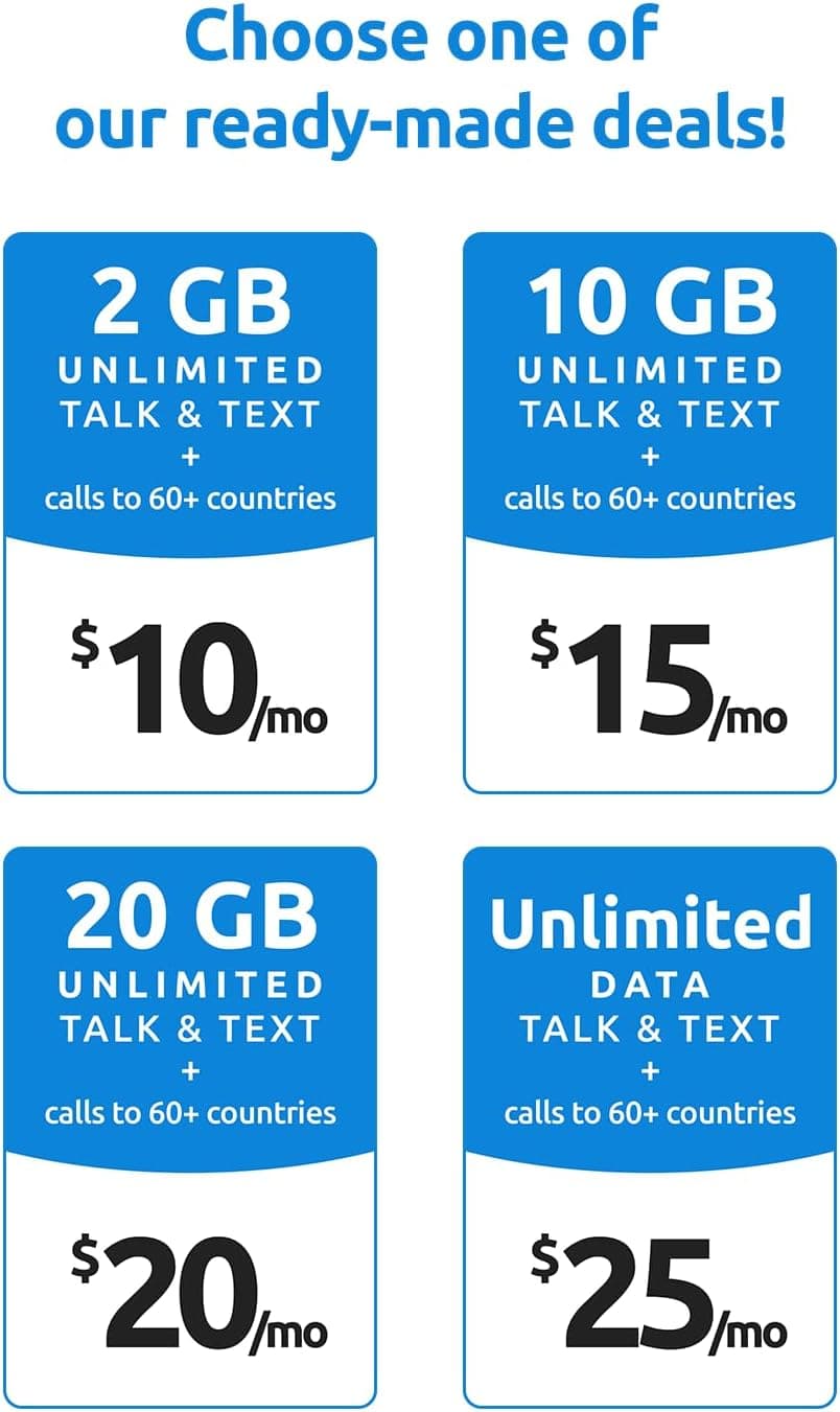 Tello Mobile - US Prepaid SIM Card (3 in 1) | Bring Your Own Phone Kit | Phone Plans Starting at $5/mo up to $25/mo | Nation-Wide 4G LTE/5G Coverage