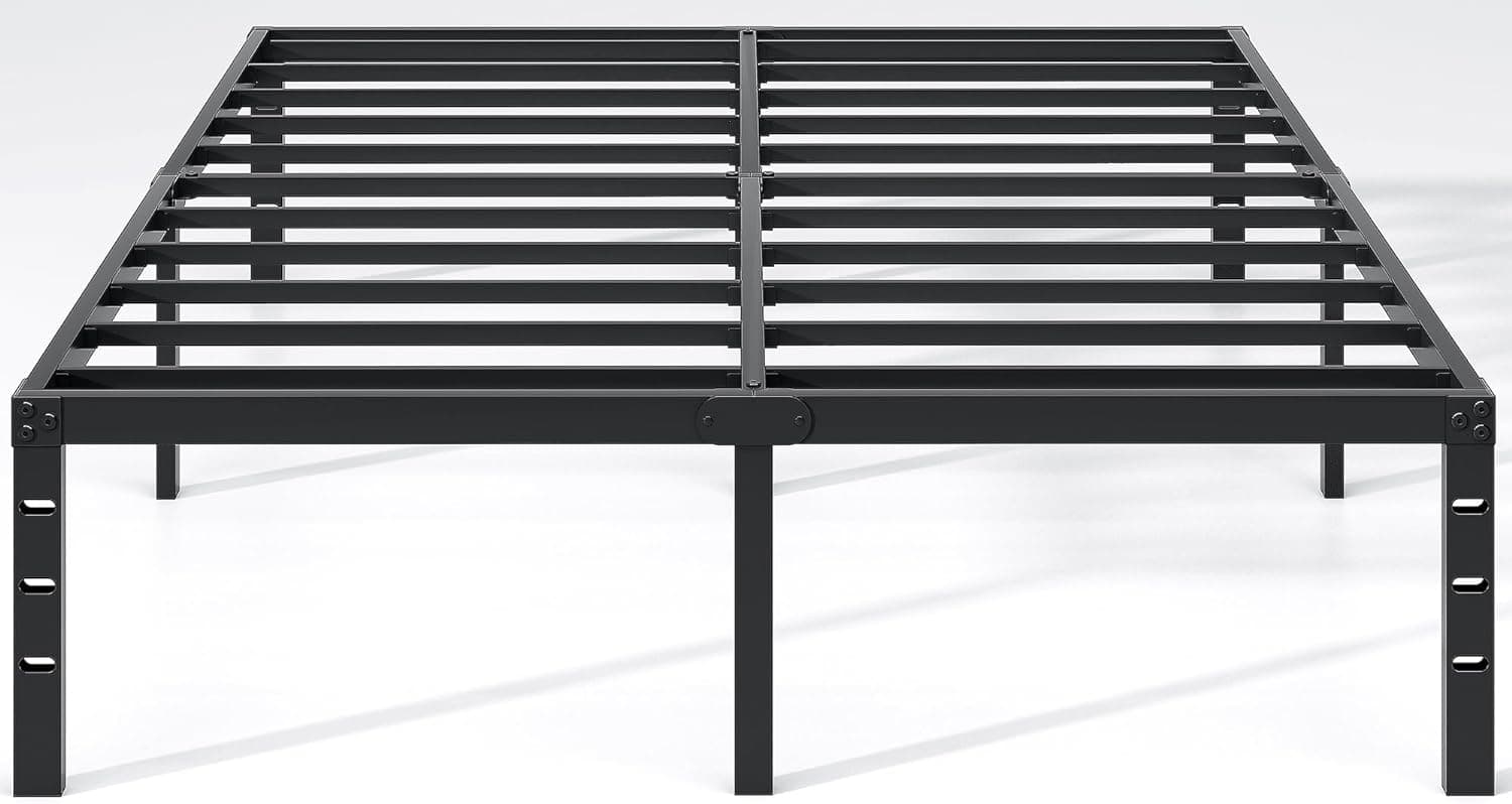 NEW JETO Metal Bed Frame,Queen Size Bed Frame with Storage Space,14 Inch | Heavy Duty Sturdy Mattress Foundation,Easy Assembly,No Box Spring Needed, Black