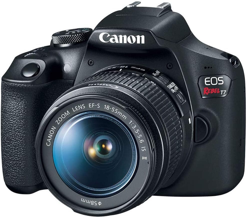 Canon EOS Rebel T7 DSLR Camera Bundle | USA Warranty with EF-S 18-55mm IS II Lens, 24.1MP, WiFi, Deco Gear Case, Double Battery, 64GB Card, Cleaning Kit &Mini Tripod