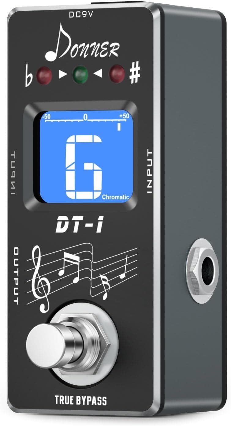 Donner Tuner Pedal, Dt-1 Chromatic Guitar Tuner Pedal with Pitch Indicator for Electric Guitar and Bass True Bypass