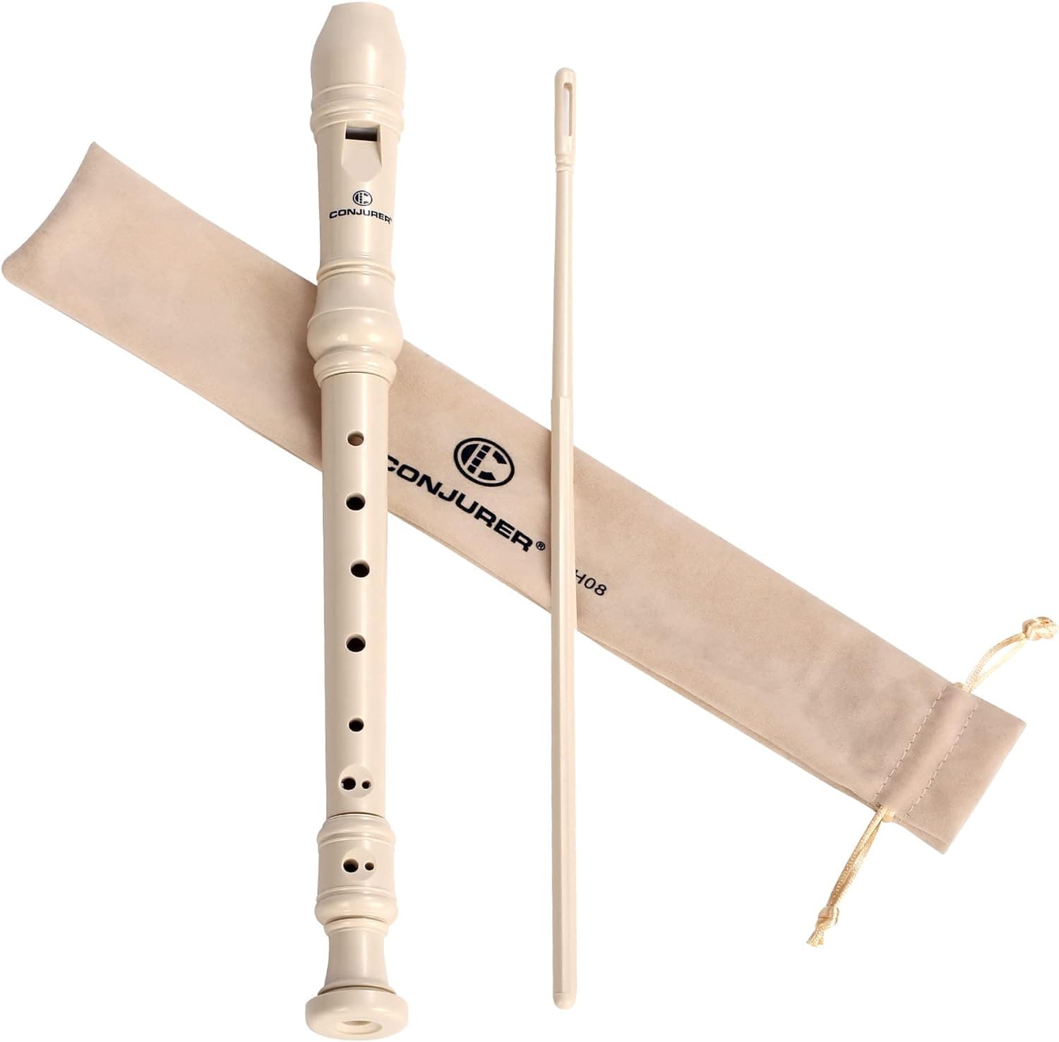 Soprano Recorder Instrument for Kids&Student - German Fingering 8 Hole Flute ABS Descant Recorders for Beginners with Cleaning Rod and Bag, Beige