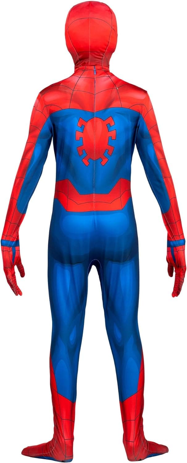 Marvel Spider-Man Official Youth Deluxe Zentai Costume - Deluxe Two-Way Stretch Spandex with Invisible Zippers and Wrist Openings for Added Convenience (S)