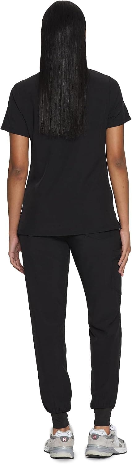 COZYFIT Scrubs for Women Set - Stretch V-Neck & Jogger Pant with 9 Pockets | Yoga Waistband, Water Resistant Workwear, Slim Fit Look, For Nurses, Clinics, Long Shifts, Daily Medical Uniforms