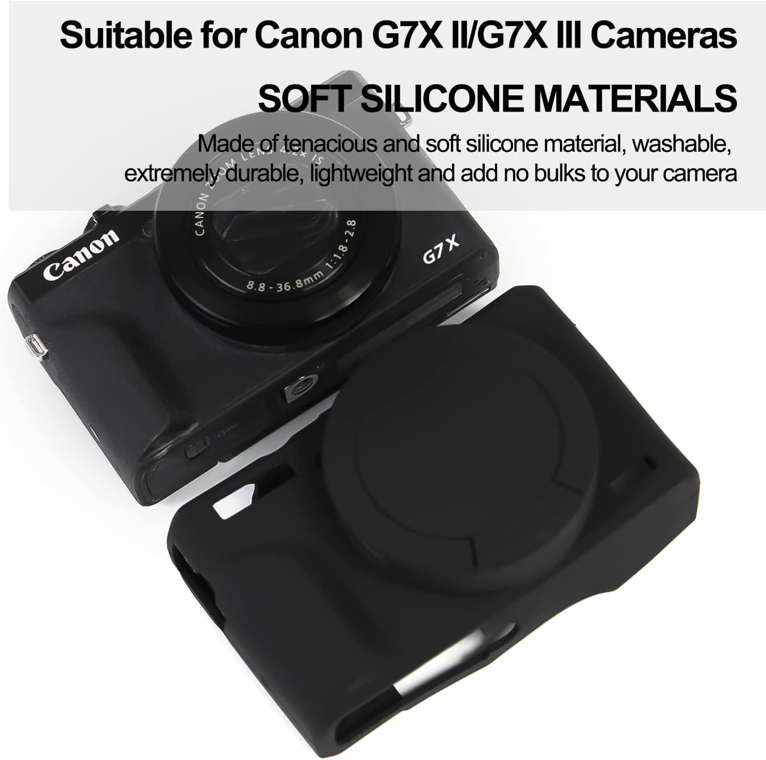Easy Hood Camera Case Cover for Canon Powershot G7X Mark III Camera(Black) | With Removable Lens Cover,Soft Silicone Protective Case,Anti-Scratch,Slim Fit,Enhanced Grip,Lightweight Camera Accessories