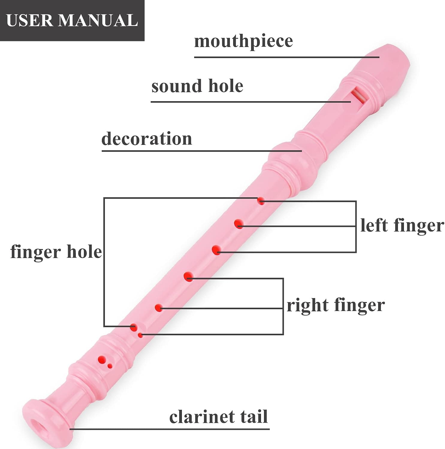 Recorder Instrument for Beginner Adults,8-Hole Soprano Descant Recorder Music Flute with with Cleaning Rod & Leather Case For Home Entertainment(2-Pink Splash-ink）