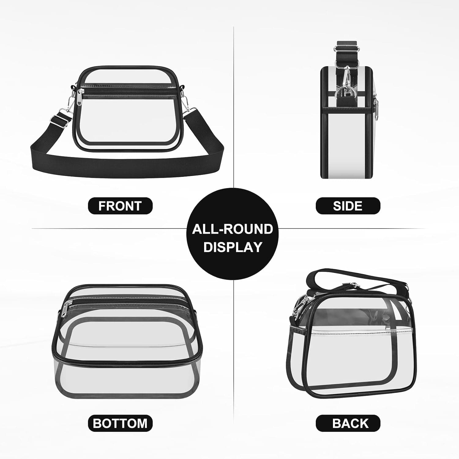USPECLARE Clear Bag for Stadium Events Clear Sports Fan Handbags Purses | Unisex 0.4 mm Thickened Waterproof PVC,Approved for Concerts,Game Days,Outdoor Events