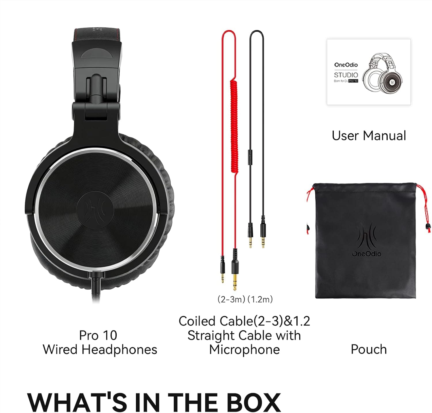 OneOdio Wired DJ Hi-Res Over-Ear Headphones for PC, Keyboard Guitar - Black | headphone with 50mm drivers, dual 3.5mm and 6.35mm jacks for studio monitoring, recording, podcasting, mixing and DJ use.