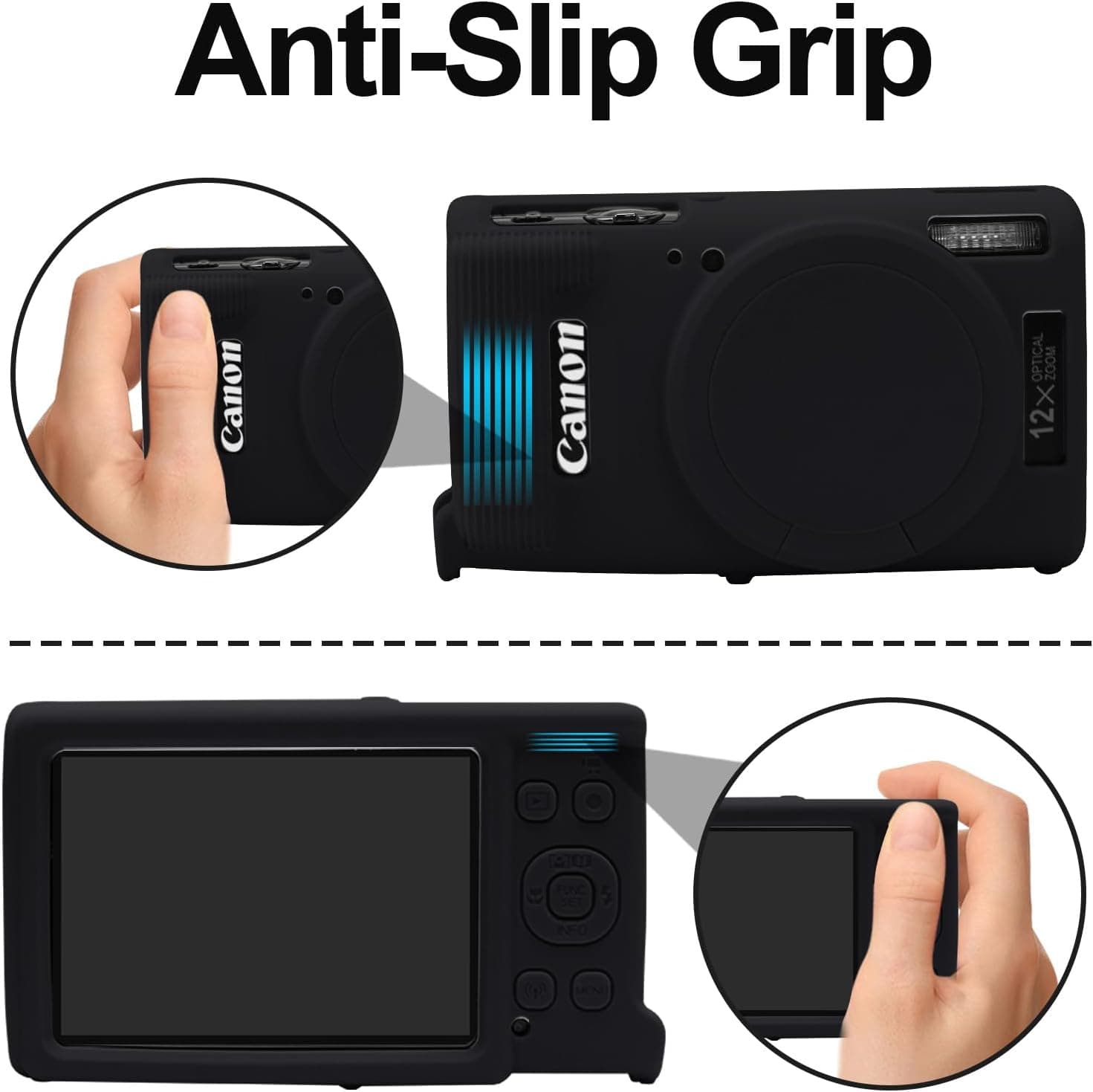 Easy Hood Camera Case for Canon ELPH 360/IXUS 285 HS/IXY 650 Camera,Black | With Removable Lens Cover,Soft Silicone Protective Case,Anti-Scratch,Dustproof,Shockproof,Enhanced Grip,Camera Accessories