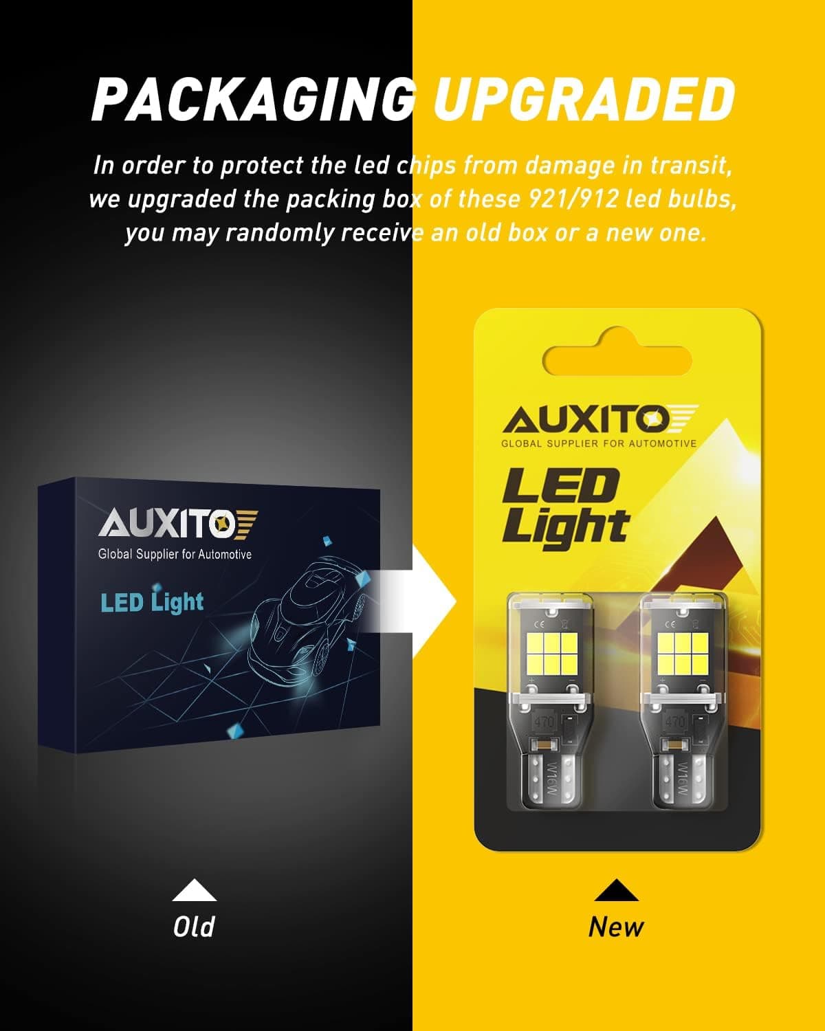 AUXITO 912 921 LED Bulb for Backup Light Reverse Lights High Power 2835 15-SMD Chipsets Error Free T15 906 922 W16W Bulbs, 6000K White, Automotive Light Bulbs (Upgraded, Pack of 2)