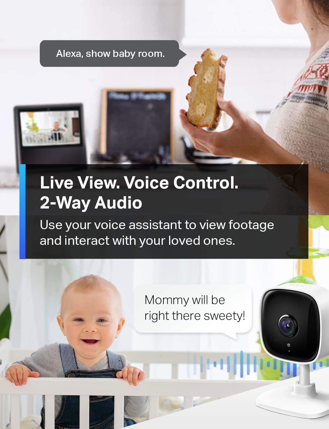TP-Link Tapo 1080P Indoor Security Camera for Baby Monitor, Dog Camera w/Motion Detection, 2-Way Audio Siren, Night Vision, Cloud & SD Card Storage, Works w/Alexa & Google Home (Tapo C100) | Motion Detection, 2-Way Audio, Siren, Night Vision, Cloud & SD Card Storage, Works w/Alexa & Google Home