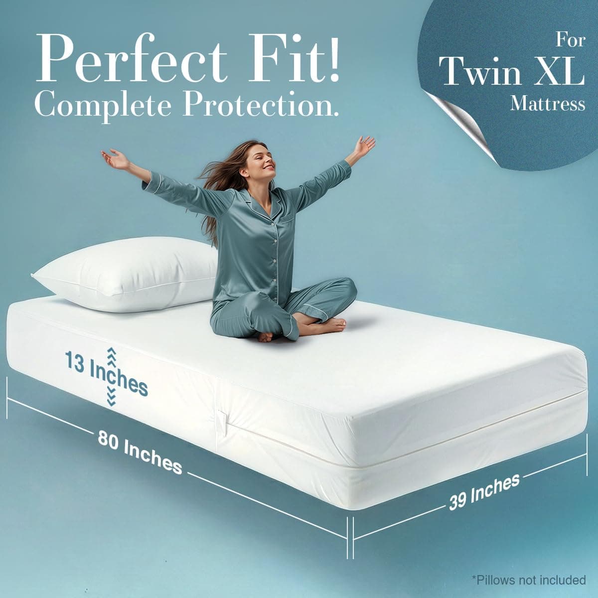 Utopia Bedding Mattress Protector Zippered Twin XL Size, 100% Waterproof Bed Bug and Dust Mite Proof Mattress Encasement, Absorbent 6 Sided Mattress Cover