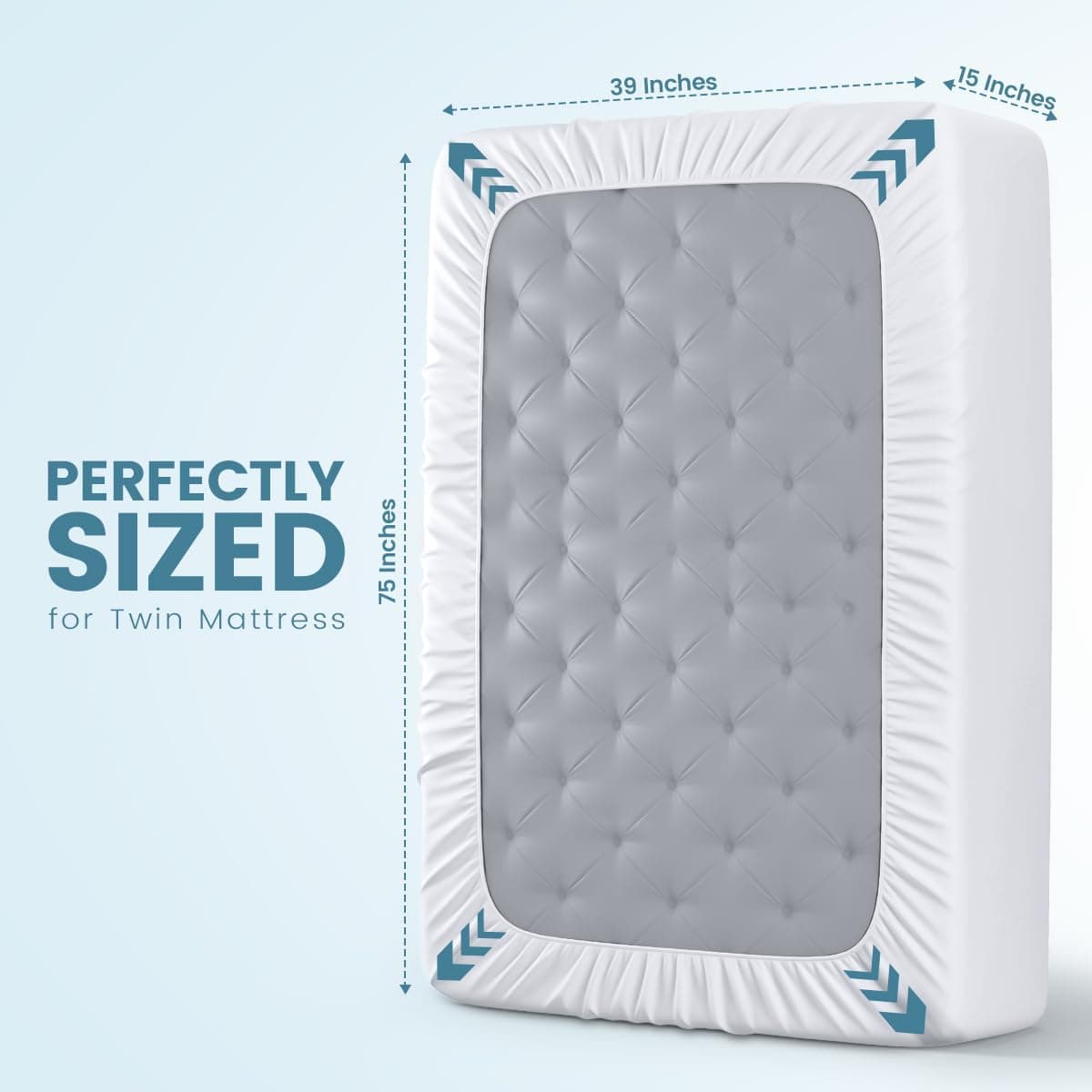 Waterproof Twin Size Mattress Protector fits Upto 15" deep Mattresses | Utopia Bedding 200 GSM Soft & Breathable Mattress Cover, Dirt-Proof, Noiseless, Machine Washable Fitted Sheet Style, White
