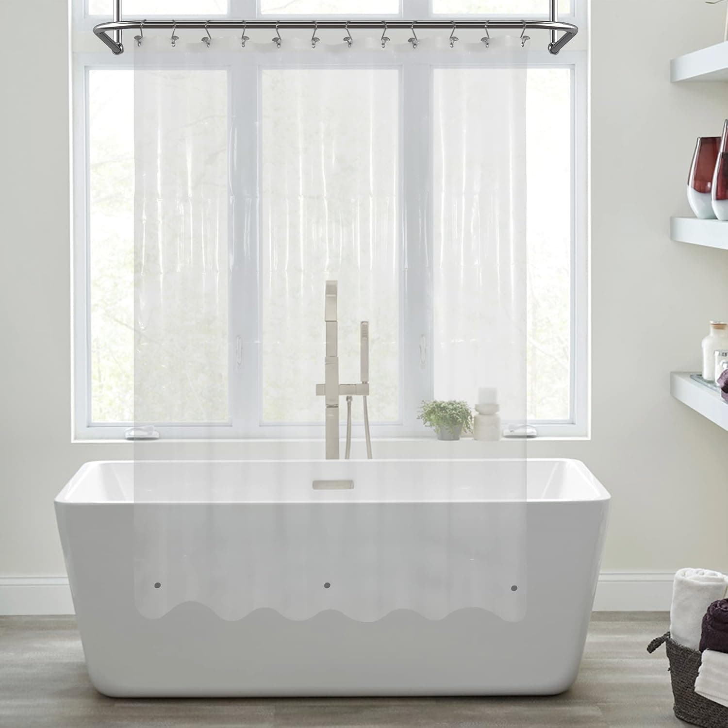Clear Shower Curtain Liner with 3 Magnets, 72x72 | 12 Rustproof Grommets, Premium Flexible Sturdy Plastic Shower Curtain for Bathroom Lightweight, Waterproof,72W x 72H