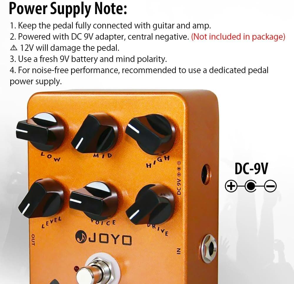 JOYO American Tube Amp Simulator & Preamp Guitar Pedal, 6-Knob Control with Built-in Cab Sim for Electric Guitar, Bypass (JF-14)