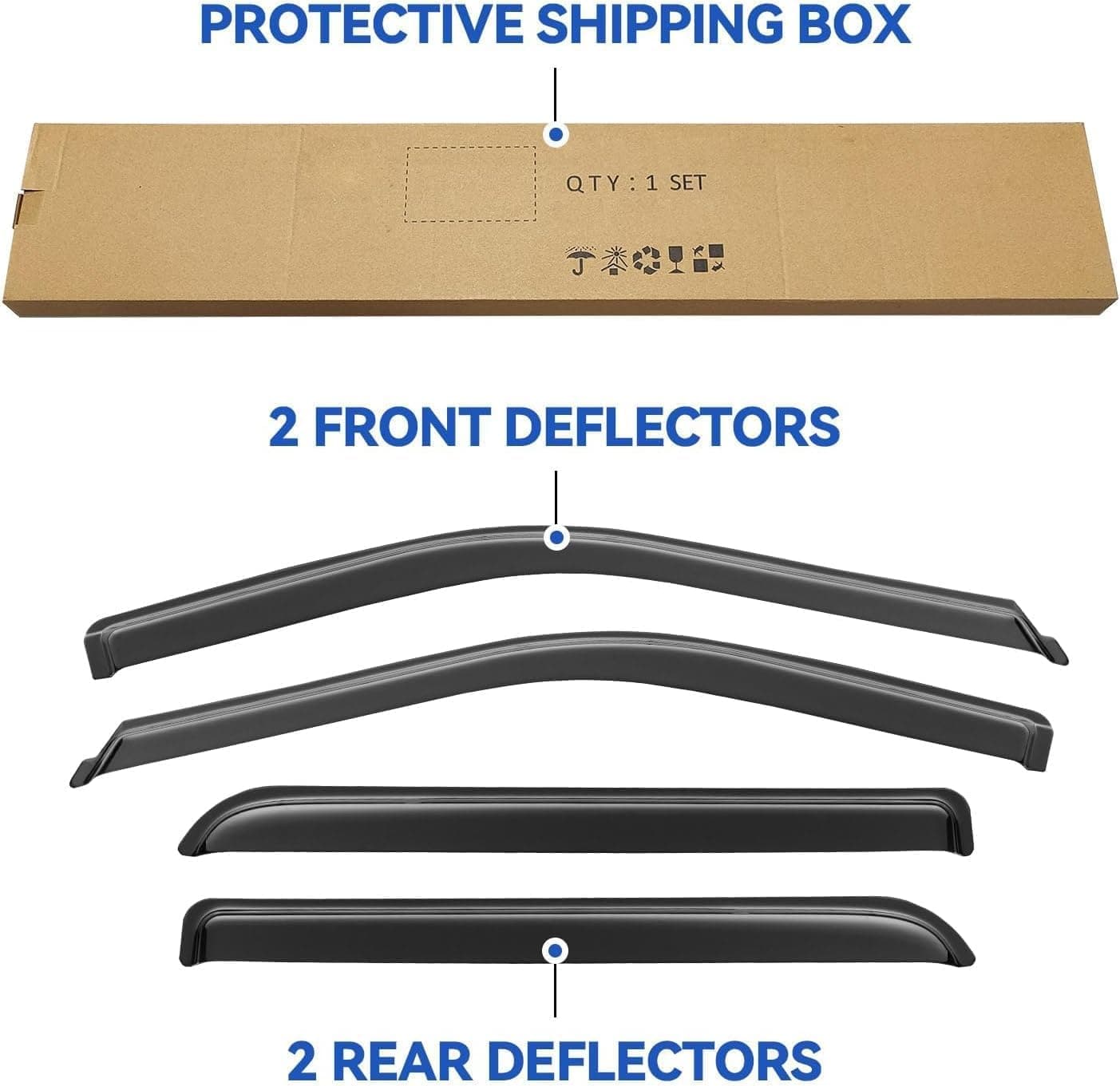 Window Visors Rain Guards for 2015-2026 Ford F150 Crew/SuperCrew Cab | Out-Channel Window Vent Wind Deflectors Visors Shades Protectors for 2017-2026 F250 F350 F450 F550 Super Duty & F-150 Raptor