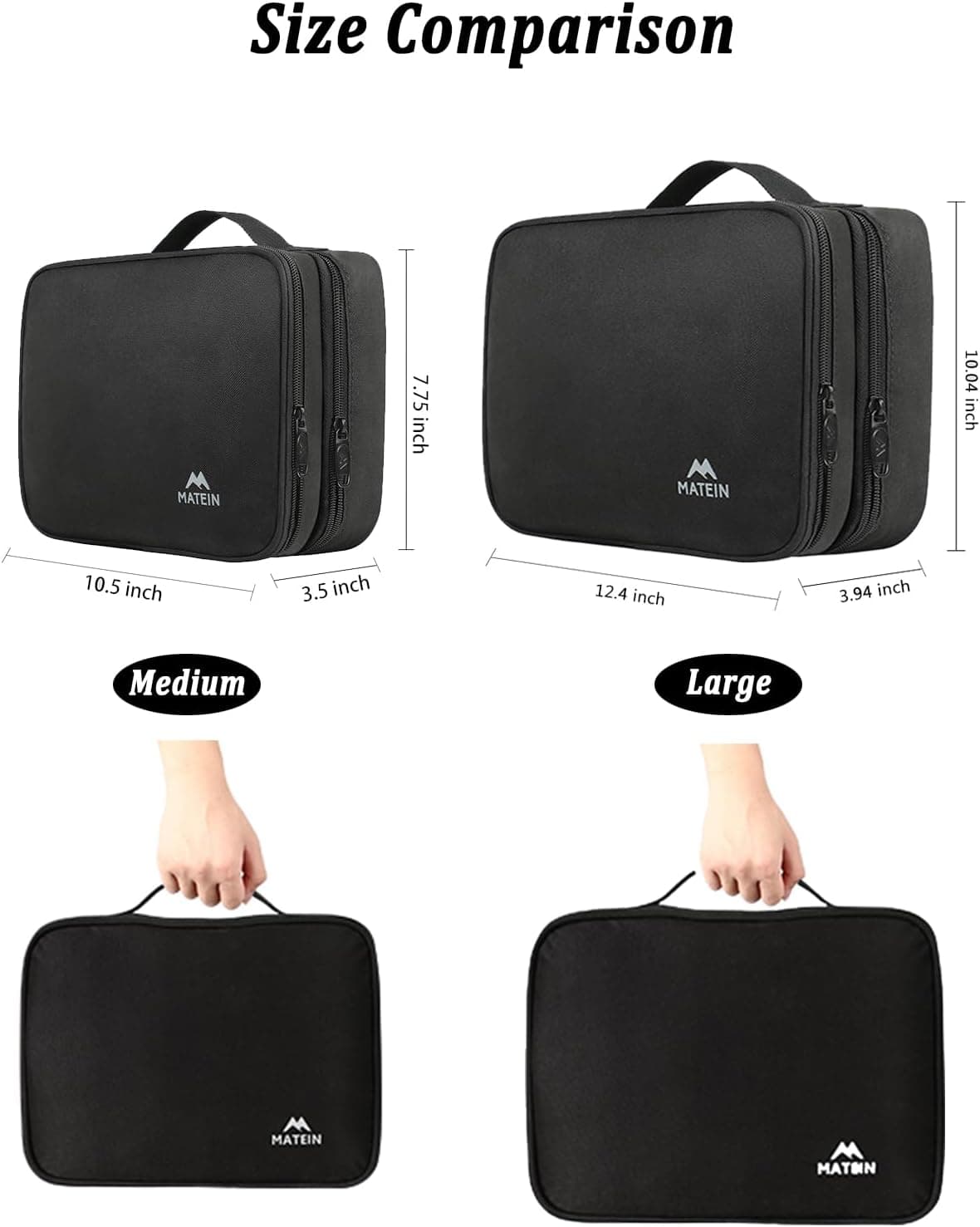 MATEIN Electronics Organizer Travel Case, Cable Organizer Bag, Black | Water Resistant, Gifts for Men, Storage Bag for Camera Accessories, for Travel Essentials, Phone, Cord & Tablet