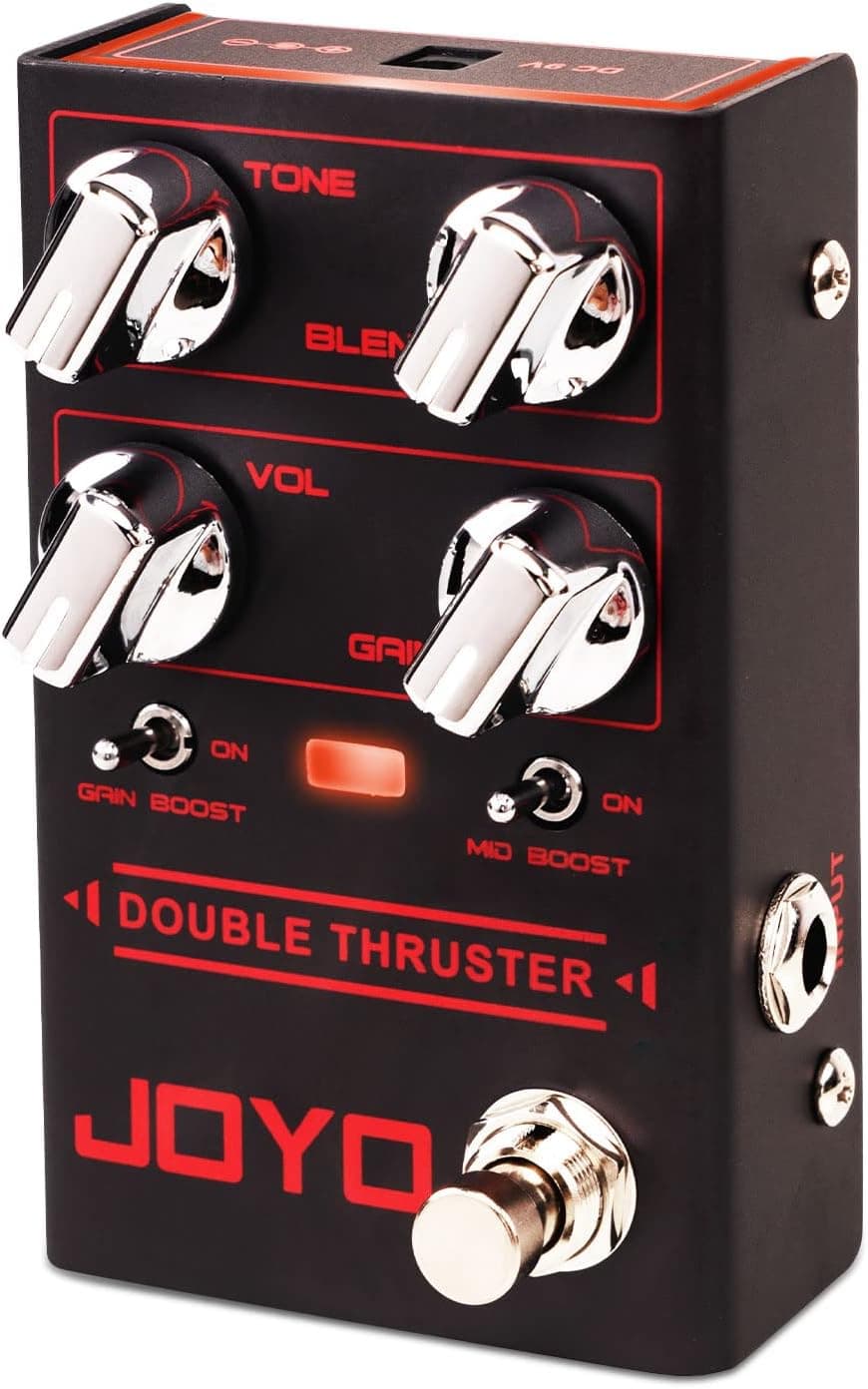 JOYO Bass Overdrive Guitar Pedal, Blend Control with Mid & Gain Boost Switches, Tone/Volume/Gain Knobs, Bypass (DOUBLE THRUSTER R-28)