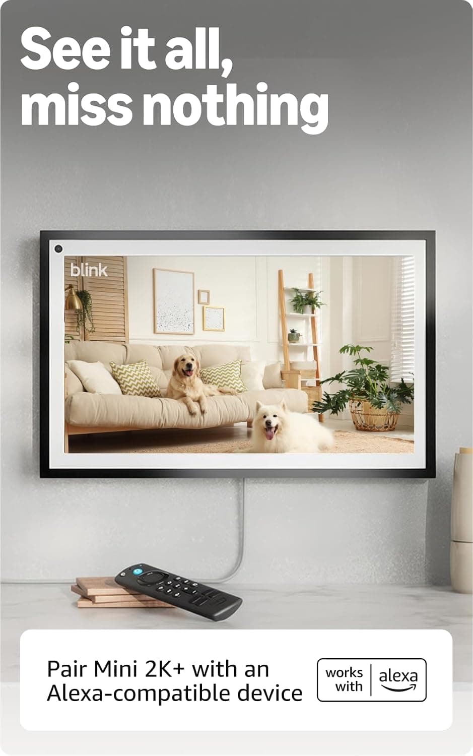 Blink Mini 2K+ (newest model) – Plug-in Home & Pet Indoor Security Camera with 2K video resolution, night vision, enhanced audio, motion detection – 2 cameras (White)