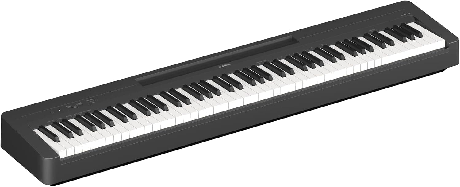 Yamaha 88-Key Digital Piano with Weighted Keys, Compact Design, Bluetooth, Keyboard, Music Rest, Sustain Foot Switch, and Built-in Speakers for Home Practice or Travel P145BT