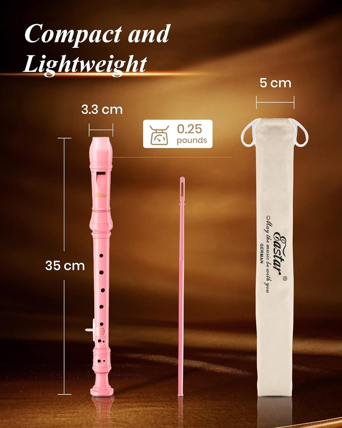 Eastar German C Soprano Recorder for Kids Beginners Kit, Pink, ERS-21GP