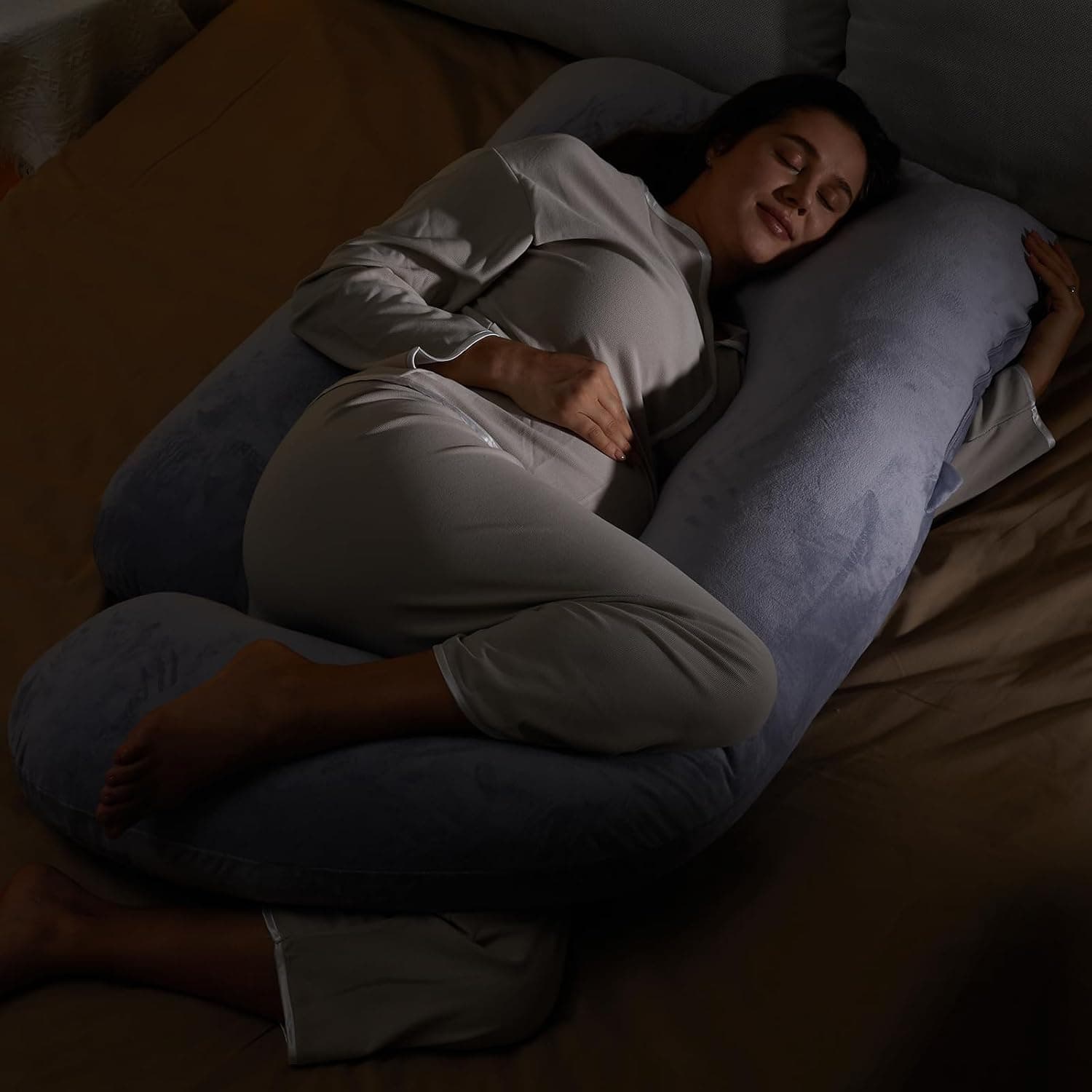 Momcozy Pregnancy Pillow for Sleeping - U Shaped Full Body Maternity Pillow | Removable Cover, Support for Back, Legs, Belly, Hips for Pregnant Women, Side Sleeper, Pregnancy Gifts & Essentials, 57 Inch