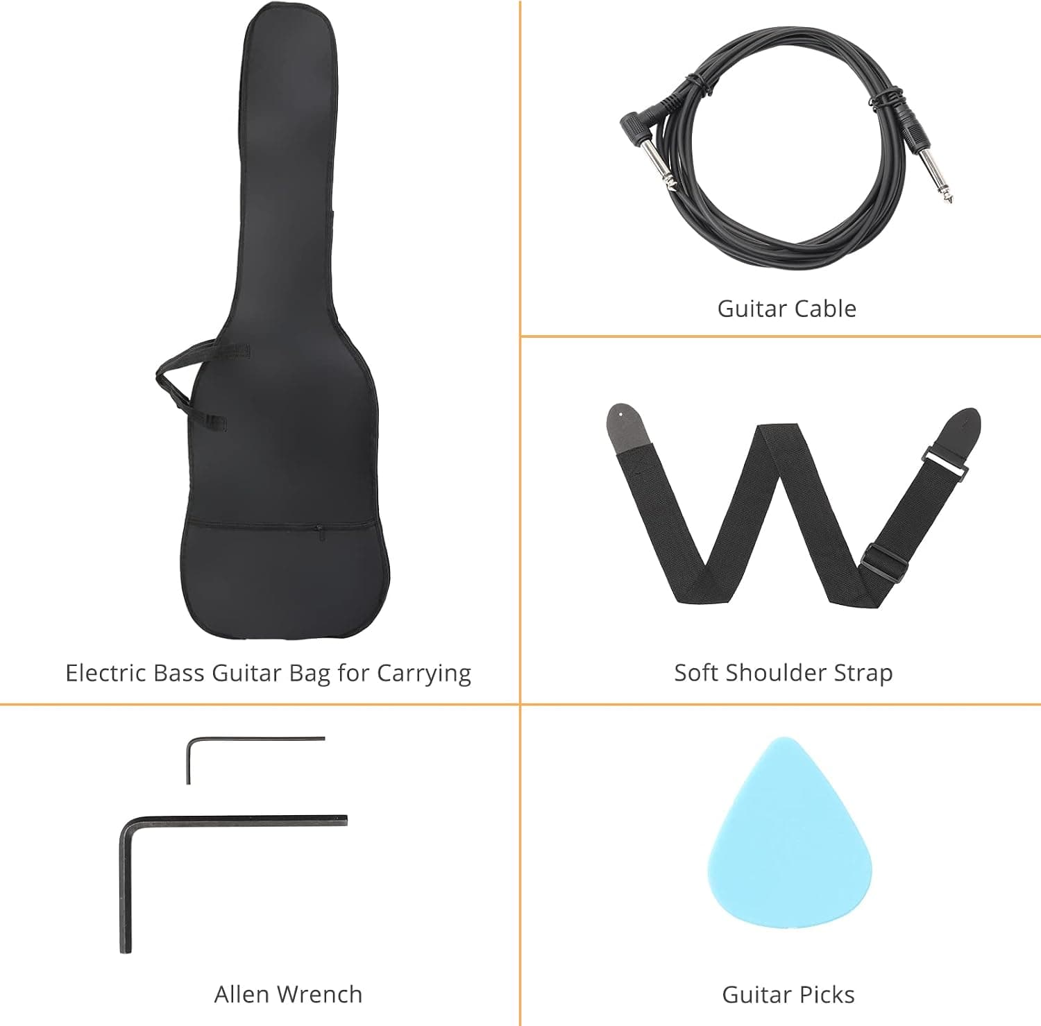 GLARRY Left Hand 4 String Electric Bass Guitar for Beginner Full Size Kit with Cable, Strap, Bag and Accessories (Black)