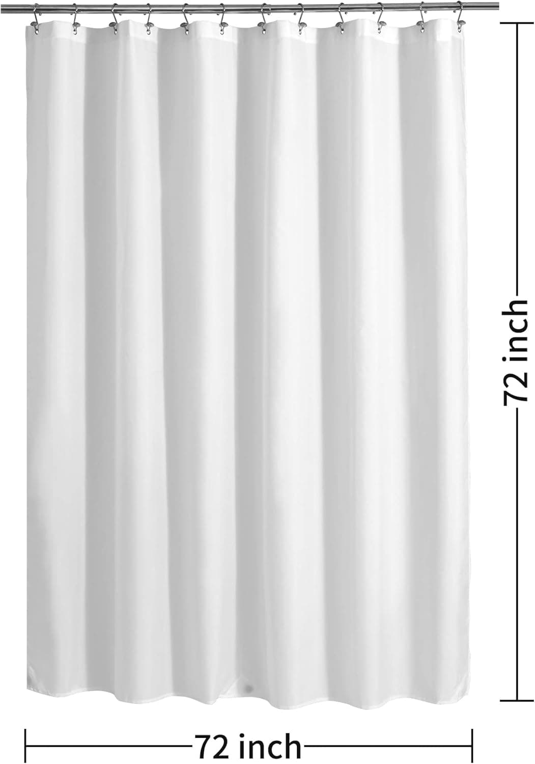 ALYVIA SPRING Waterproof Fabric Shower Curtain or Liner White, 72x72 | 3 Magnets, Soft Cloth & Hotel Quality, Machine Washable, Light-Weight, Standard Size
