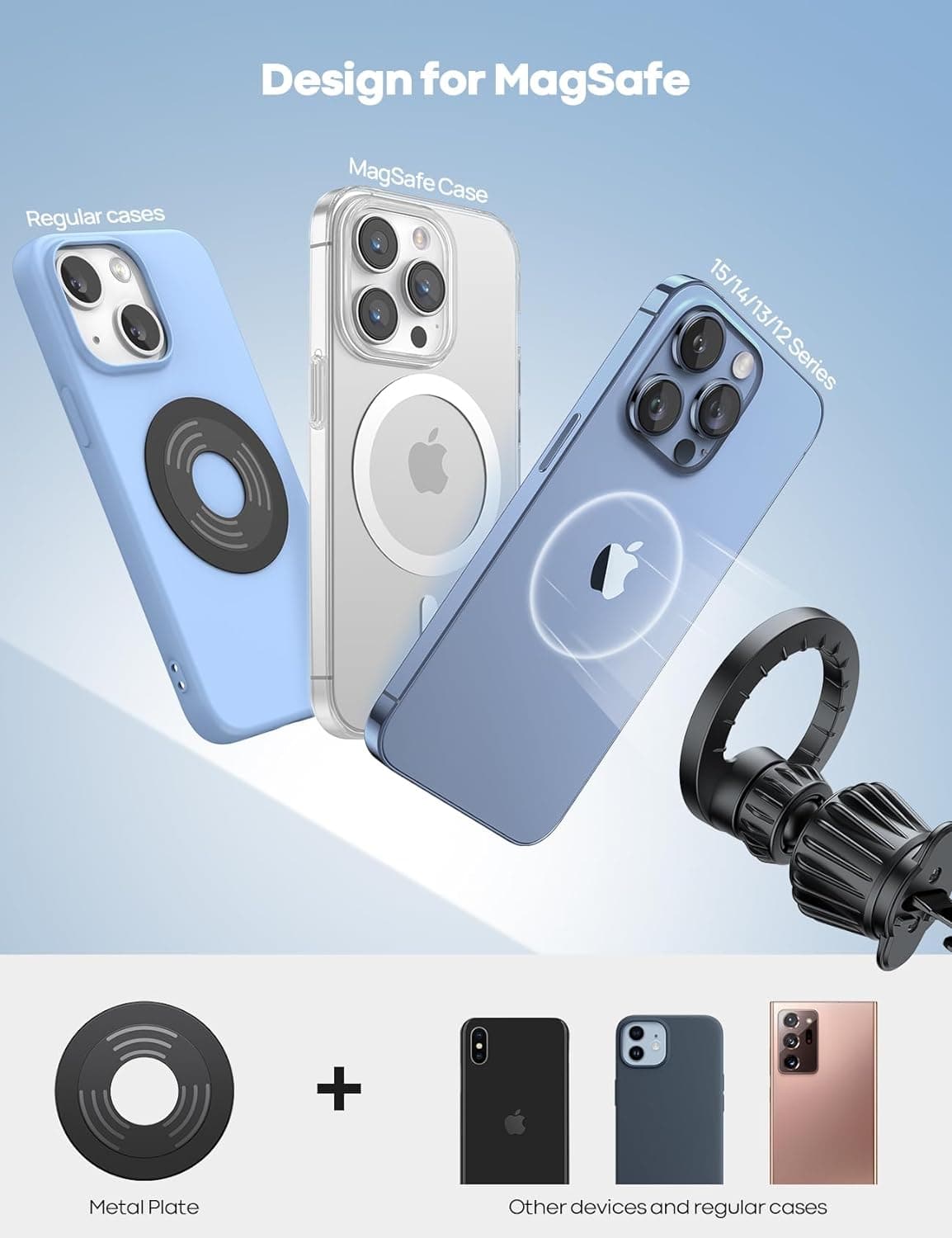 Lamicall for MagSafe Car Mount Vent 20 Super Magnets Accessories for iPhone | Magnetic Phone Holders for Your Car HandsFree Car Phone Holder Mount Air for Women Men Gift fit iPhone 17 16 15 Pro Max Black