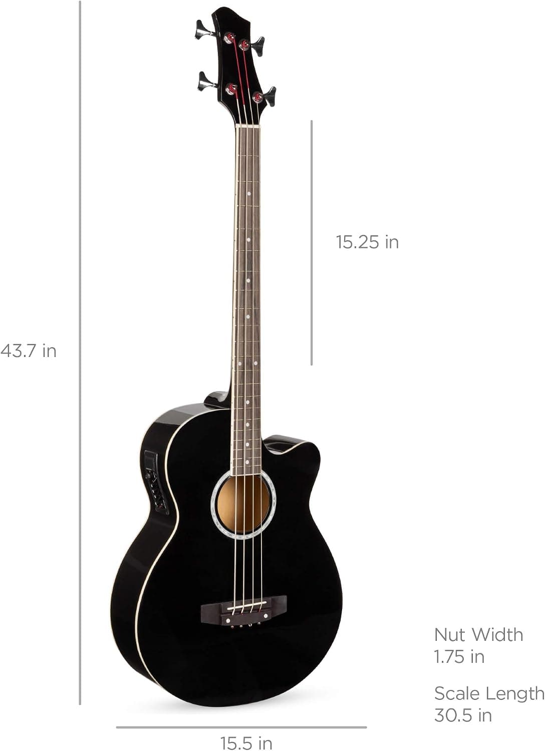 Best Choice Products Acoustic Electric Bass Guitar, Full Size 4 String, Fretted Bass Guitar w/Padded Gig Bag - Black