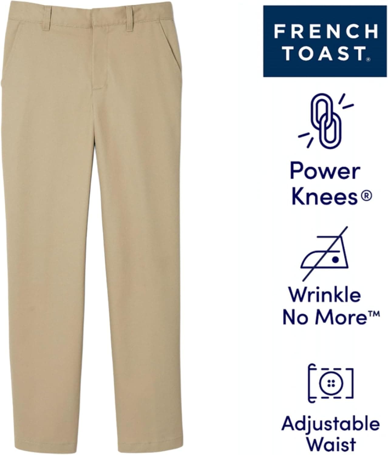 French Toast Boys' Adjustable Waist Relaxed Fit Twill Pant | school uniform pants, no need to iron, double knees for durability, typically fit boys ages 2-14