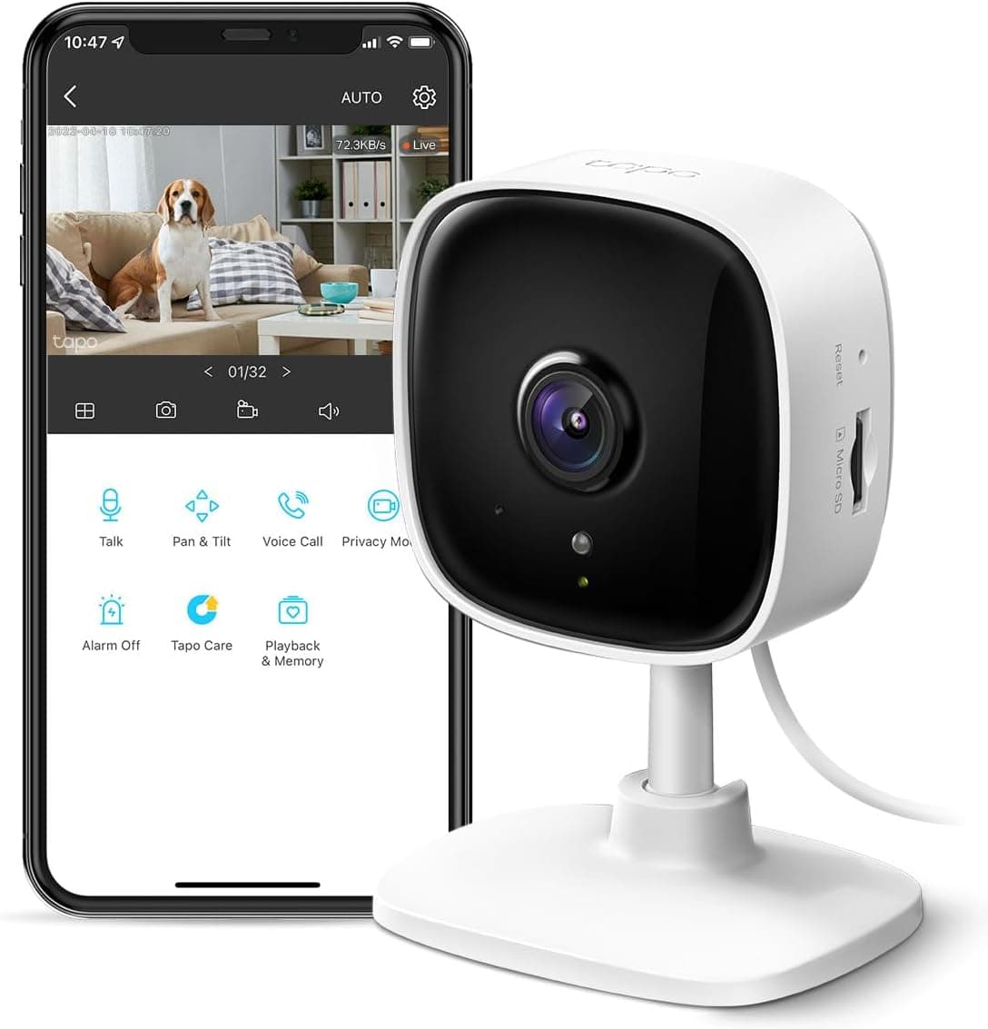 TP-Link Tapo 1080P Indoor Security Camera for Baby Monitor, Dog Camera w/Motion Detection, 2-Way Audio Siren, Night Vision, Cloud & SD Card Storage, Works w/Alexa & Google Home (Tapo C100) | Motion Detection, 2-Way Audio, Siren, Night Vision, Cloud & SD Card Storage, Works w/Alexa & Google Home