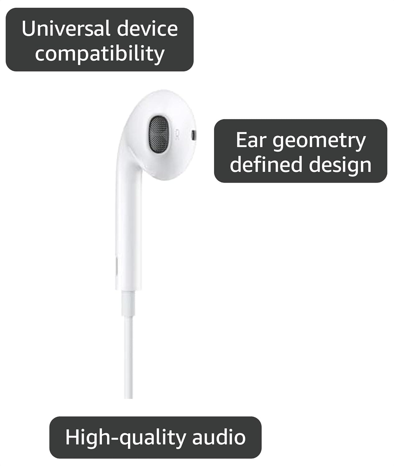 Apple EarPods Headphones with USB-C Plug, Wired Ear Buds with Built-in Remote to Control Music, Phone Calls, and Volume