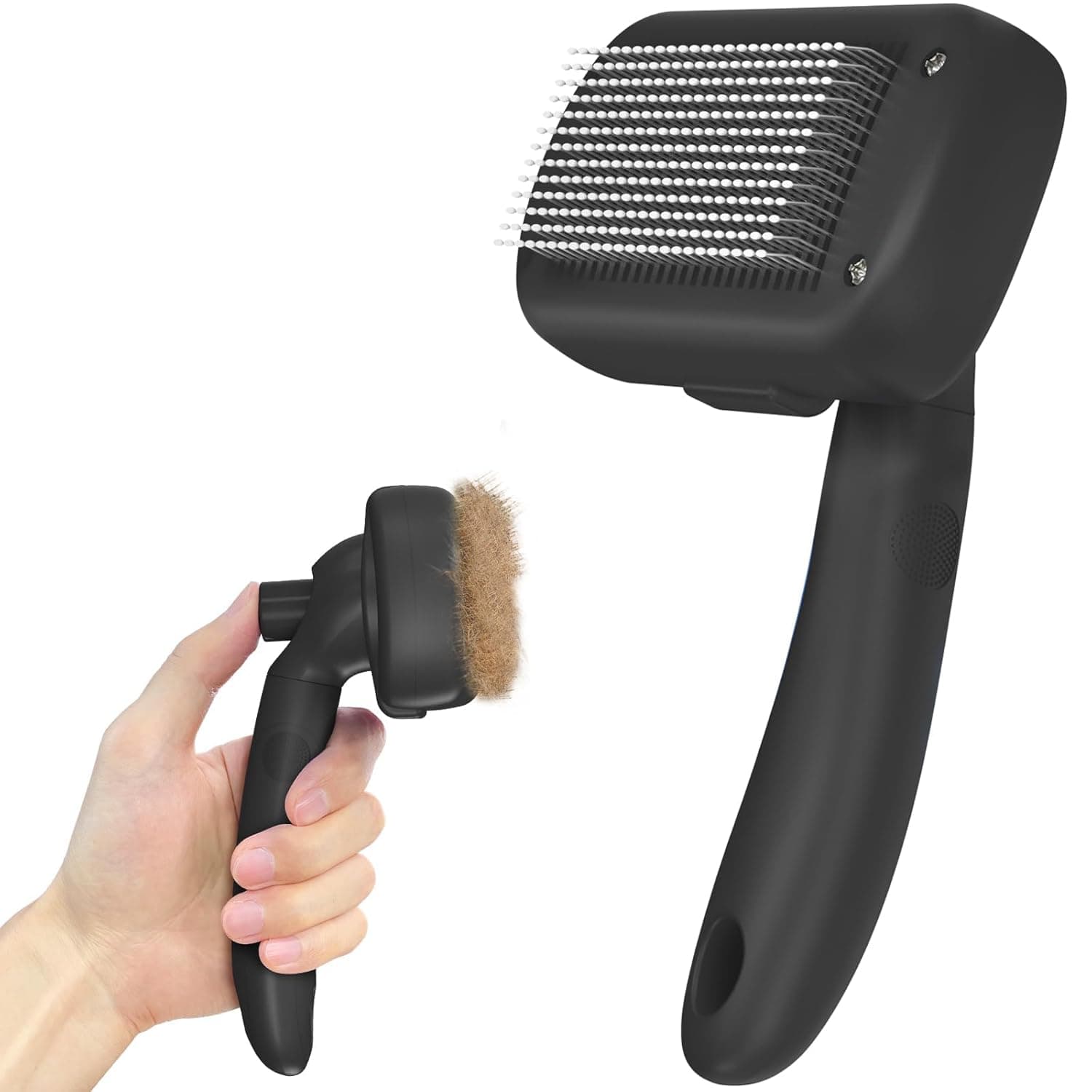 Dipoo Self Cleaning Shedding Brush - Skin Friendly Grooming Tool for Dogs, Cats, and Puppies, Deshedding and Hair Removal for Long and Short Haired Pets, Black | Skin Friendly Grooming Deshedding Tool and Hair Removal for Long and Short Haired Pets