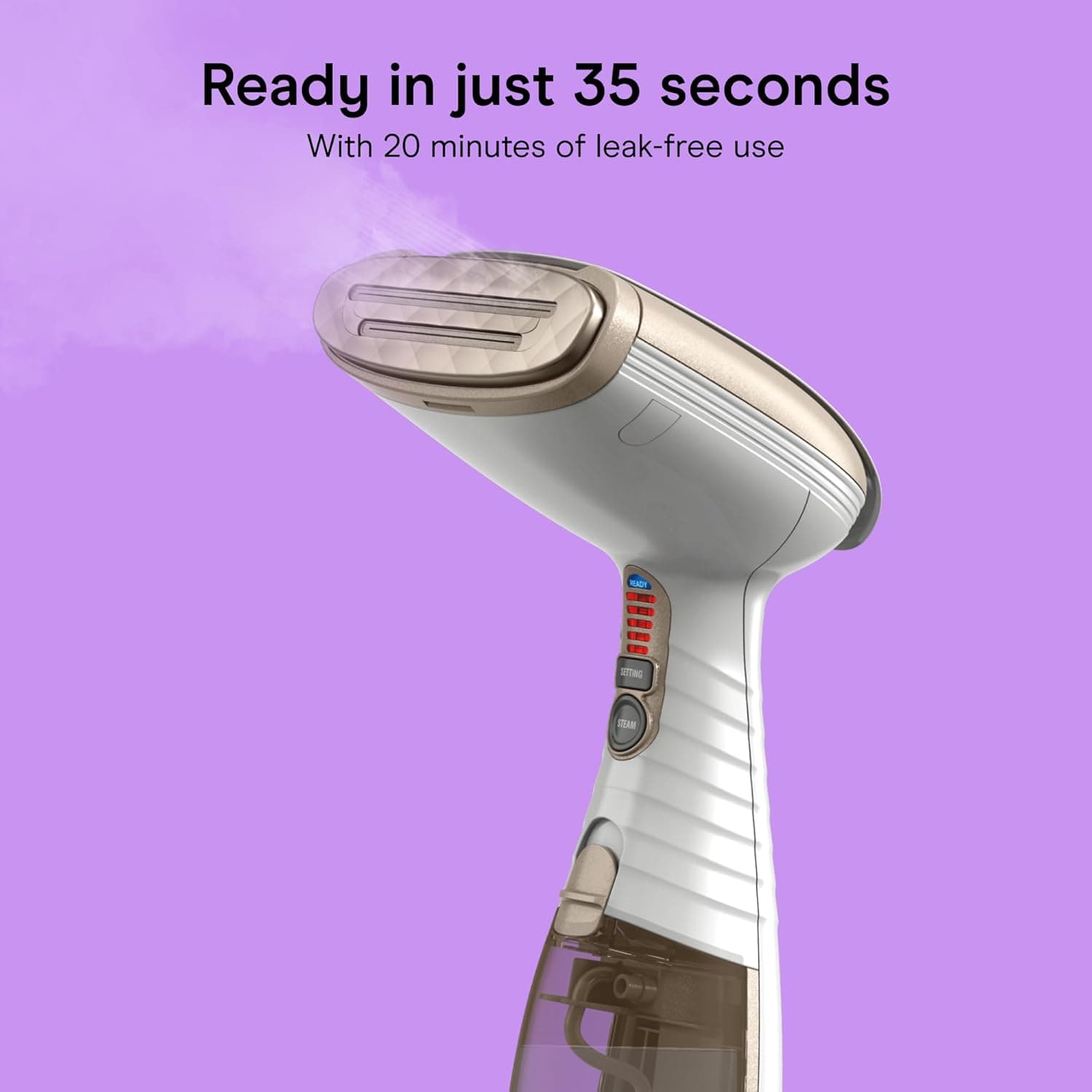 Conair Handheld Garment Steamer for Clothes, Turbo ExtremeSteam 1875W Fabric Steamer, Portable Handheld Design, Strong Penetrating Steam, White/Champagne