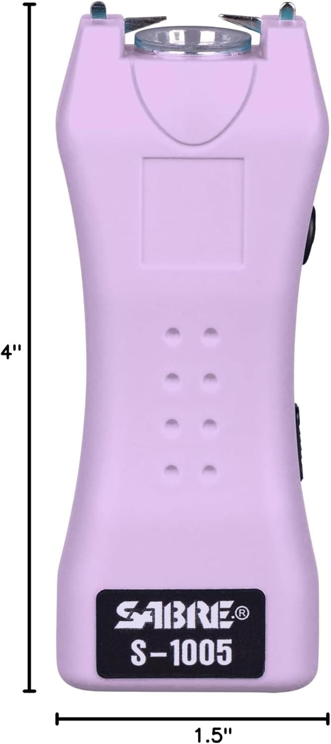 SABRE Pepper Spray & 2‑in‑1 Stun Gun with Flashlight Self Defense Kit – Fast Flip Top 10‑Second Safety Spray with Finger Grip & Keychain – Rechargeable Stun Gun, 1.60 µC Charge, 120‑Lumen LED Light