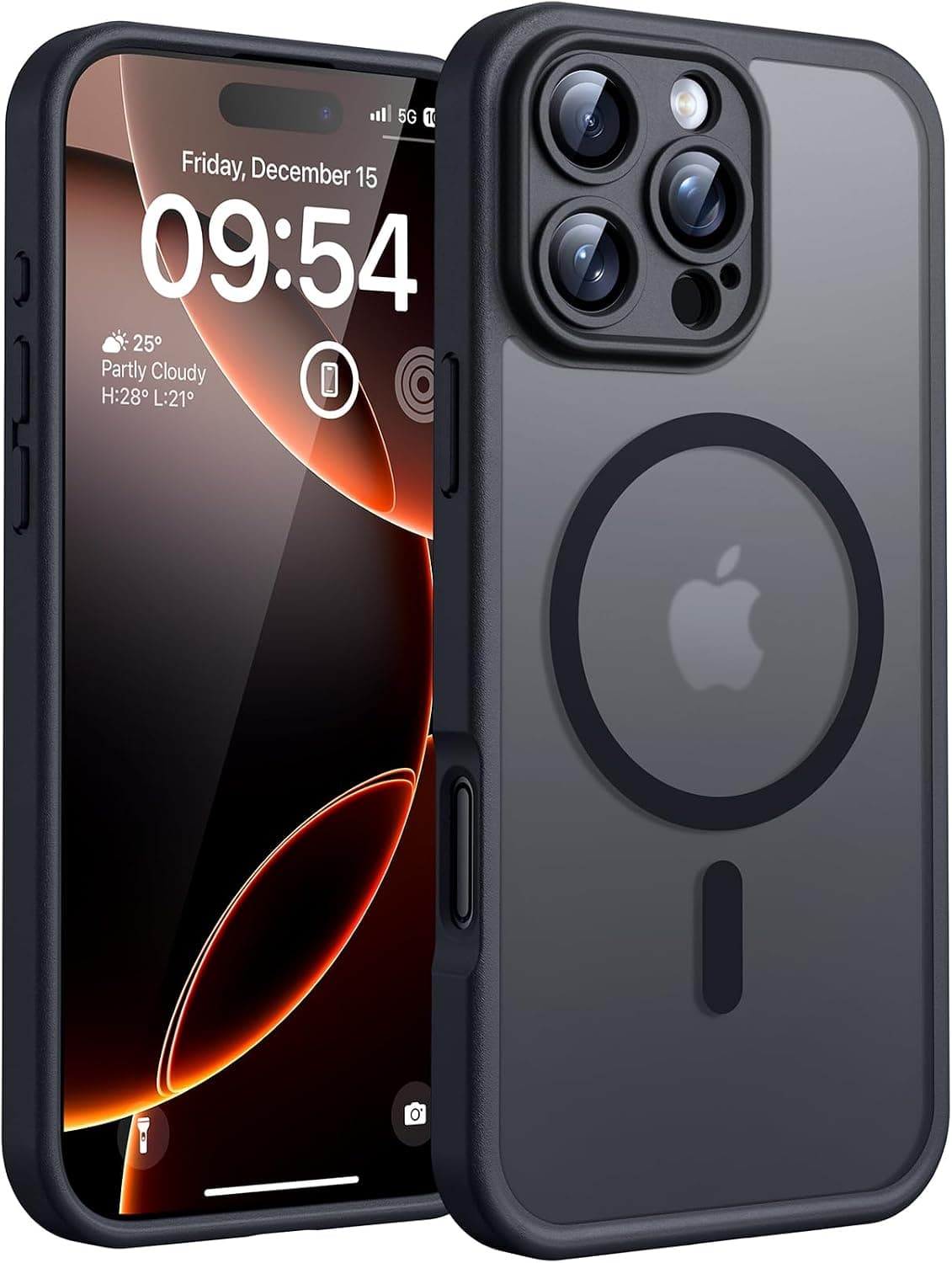 TOCOL for iPhone 16 Pro Max Case, Compatible with MagSafe, Black | Built-in Magnets, Full Camera & Military-Grade Protection, Anti-Slip Shockproof Translucent Matte Back Phone Cover
