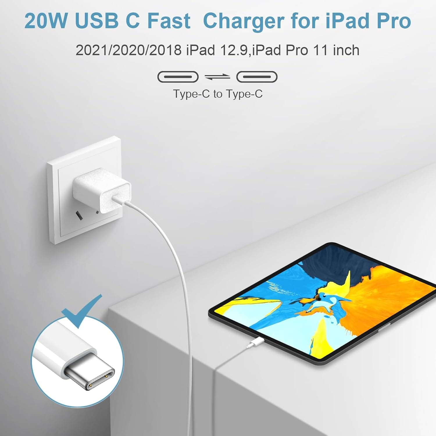iPhone 17 16 15 Charger Fast Charging Type C Chargers USB C Charger Block | for iPhones, iPads,Tablets, Android phones,20W iPhone Charger USB-C Power Adapter,with Long 6FT USB-C Charging Cables