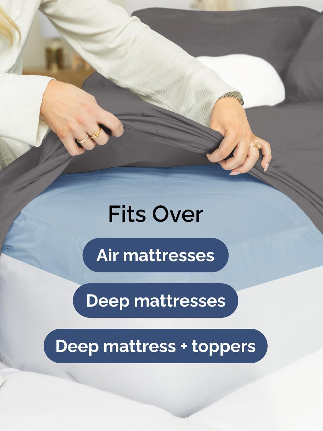 Extra Deep Queen Sheet Set - 6 Piece Breathable and Cooling Sheets - Grey | Hotel Luxury Bed Sheets Set, Easy & Secure Fit, Ultra-Soft, Wrinkle & Fade Free, Comfy Sheets Set with Extra Deep Pockets