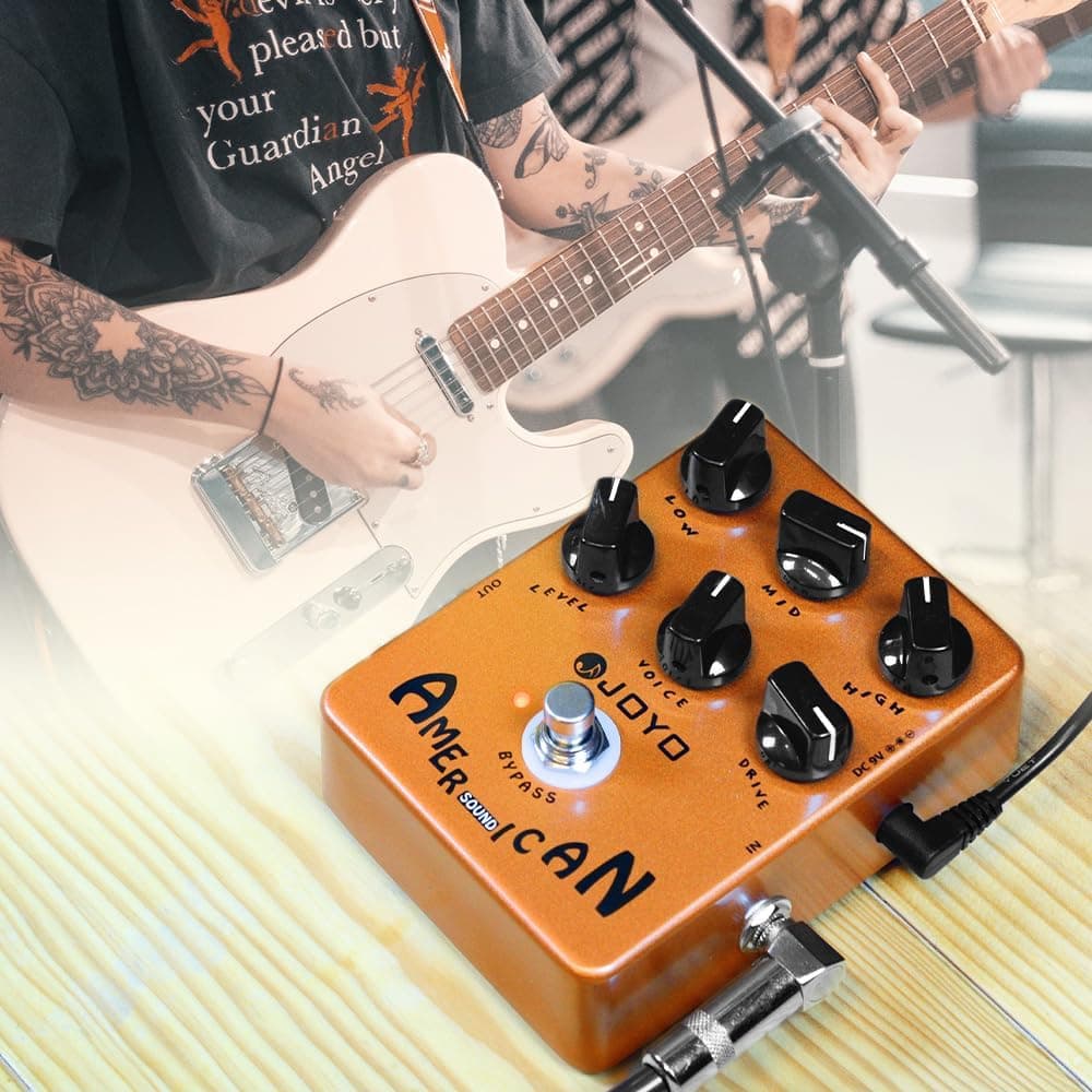 JOYO American Tube Amp Simulator & Preamp Guitar Pedal, 6-Knob Control with Built-in Cab Sim for Electric Guitar, Bypass (JF-14)