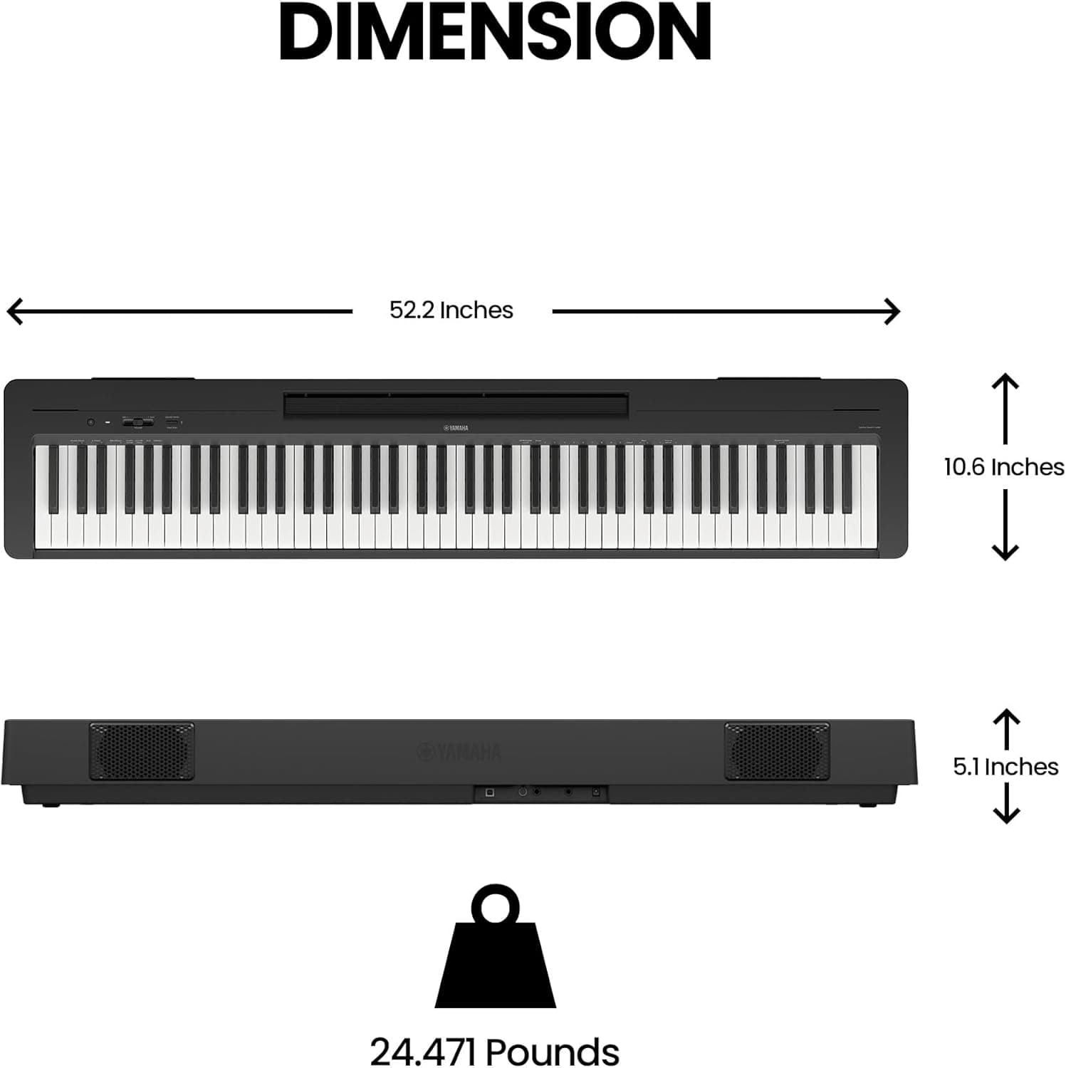 Yamaha 88-Key Digital Piano with Weighted Keys, Compact Design, Bluetooth, Keyboard, Music Rest, Sustain Foot Switch, and Built-in Speakers for Home Practice or Travel P145BT