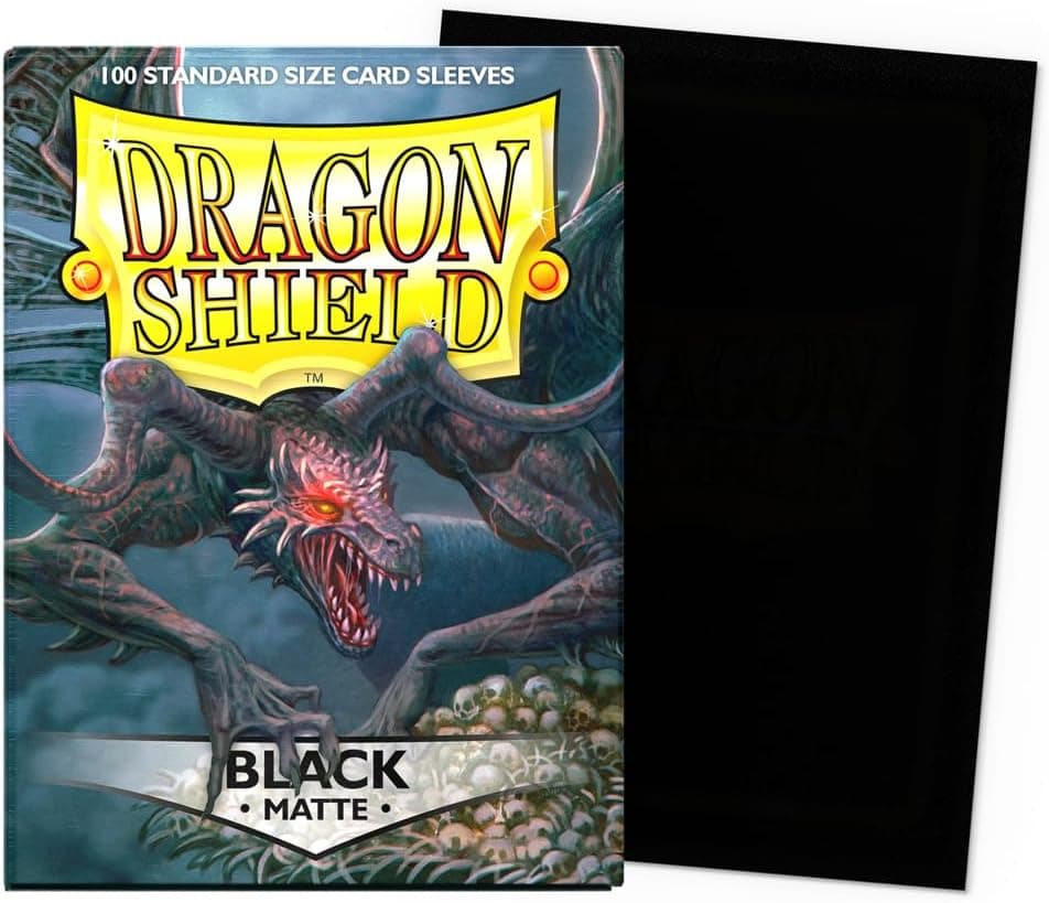 Dragon Shield | Standard Size Card Matte Sleeves | 100 CT - Smooth & Tough Premium TCG Sleeves | Compatible with Pokemon, Flesh & Blood, One Piece & Magic the Gathering | Black